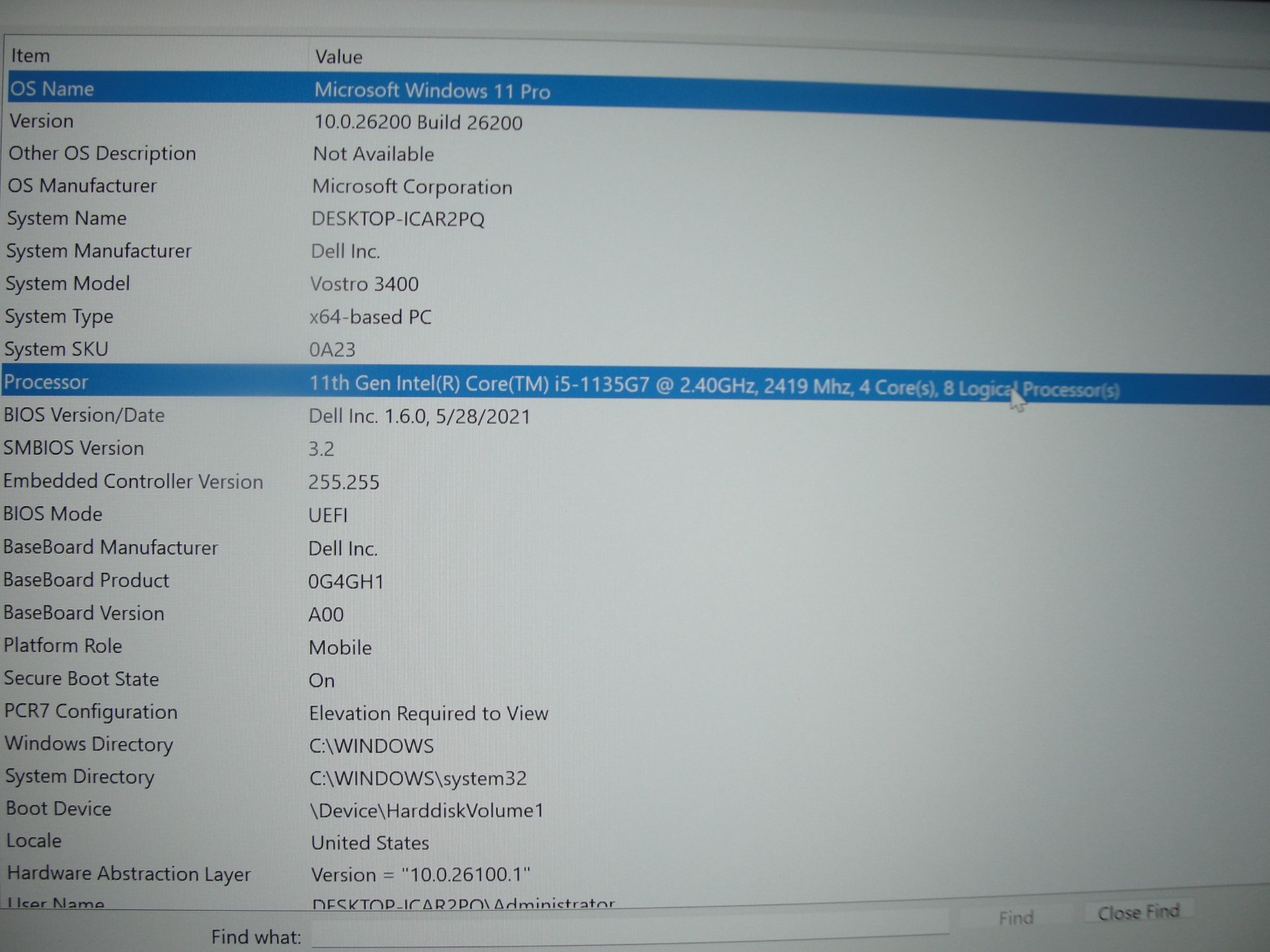 Dell Vostro 3400 14″ FHD Intel Core i5-1135G7 2.4GHz 8GB RAM 1TB HDD +PA