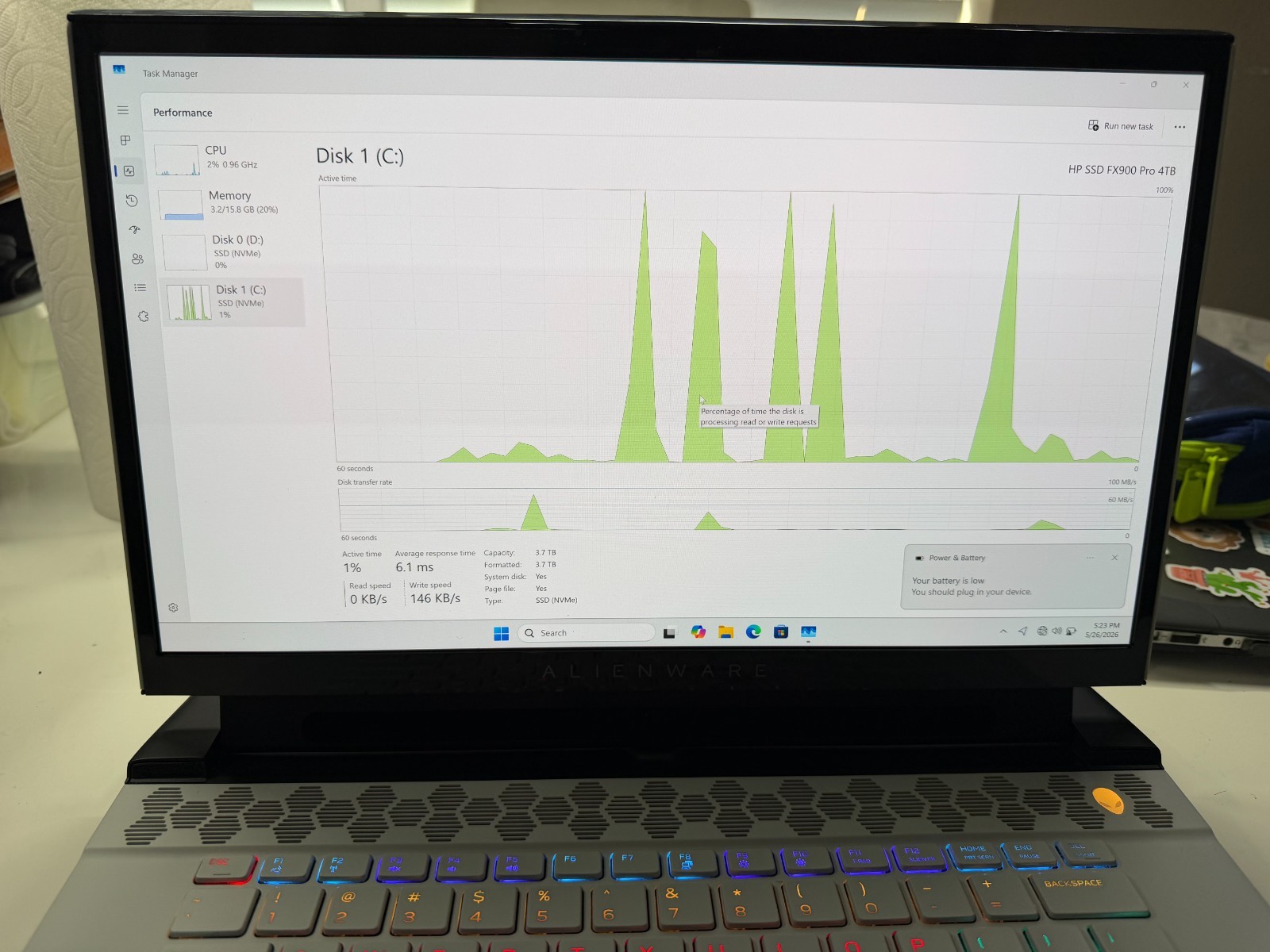 ALIENWARE M15 R2 LAPTOP, i9, 16GB, 5T M.2, WINDOWS 11