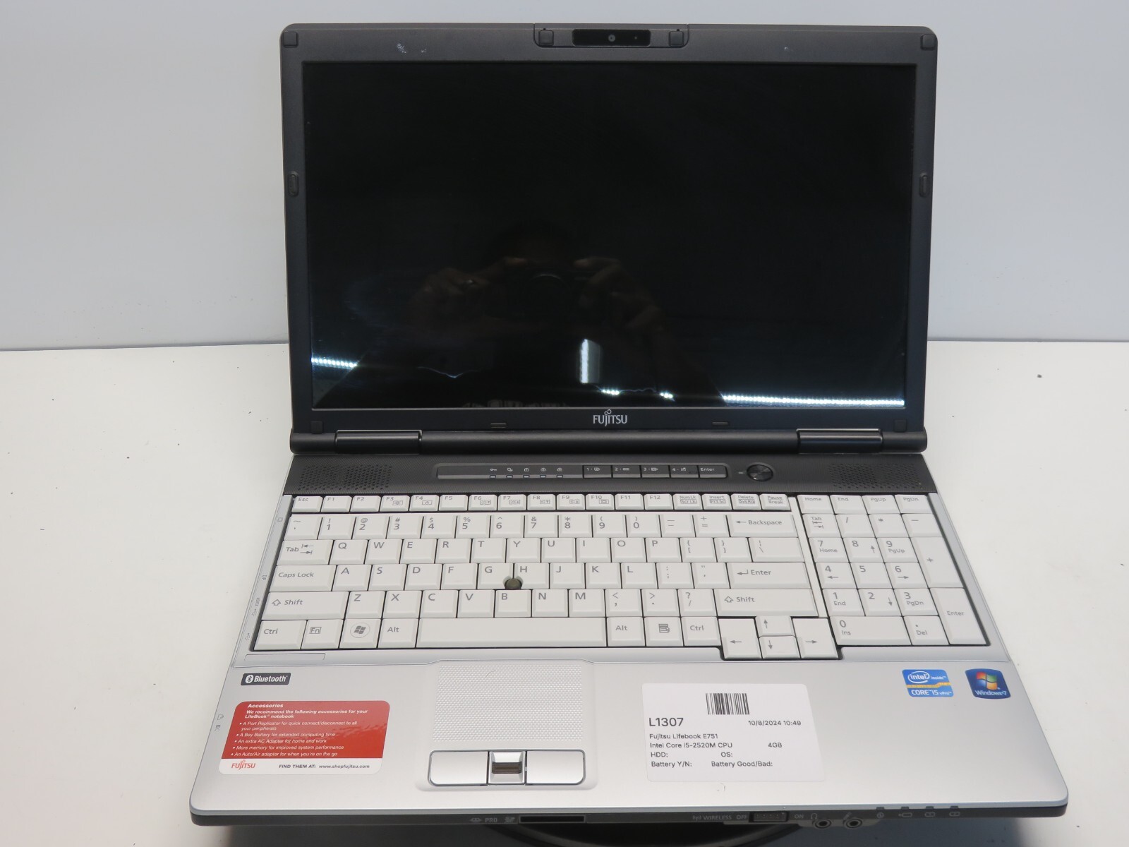 Fujitsu Lifebook E751 Intel Core i5-2520M CPU 2.50GHz 4GB NO HDD No Batt