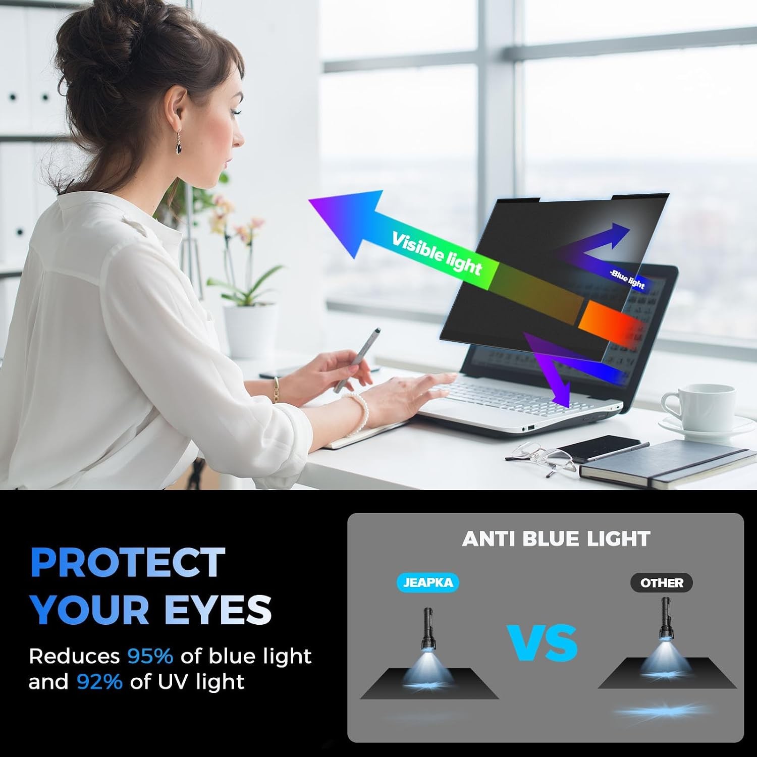 Magnetic Laptop Privacy Screen Filter 15.6 inch for 16:9 Widescreen Monitor