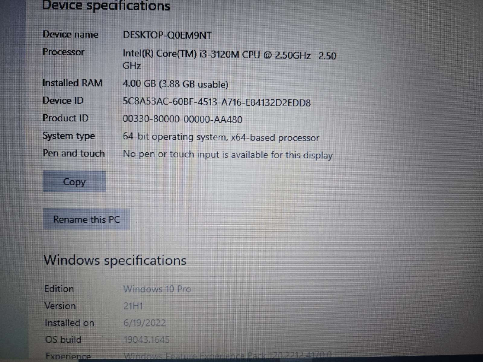 Dell Latitude E5530 Core i3-2120M, 4GB RAM, 450GB SSD, Win10 Pro