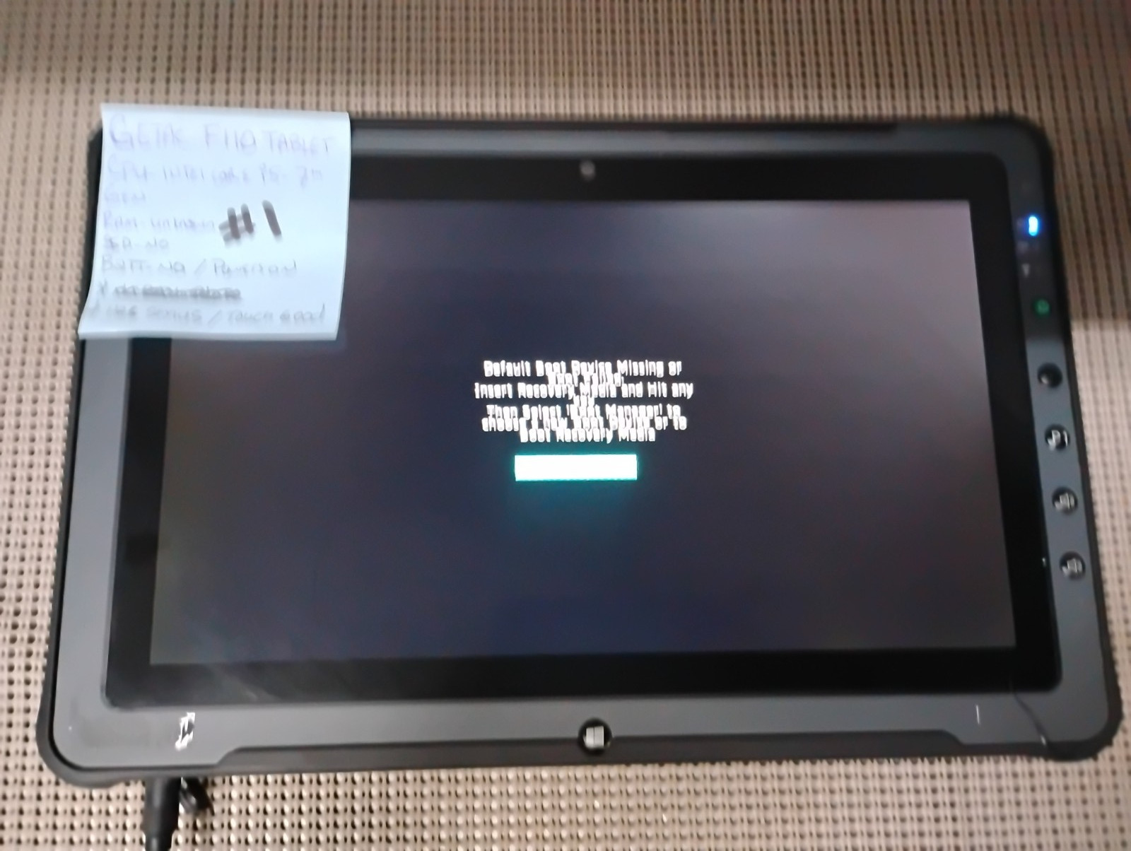 GETAC F110 INTEL CORE I5 7TH GEN 8GB RAM NO HD/BATTERY OR POWER CORD PARTS ONLY
