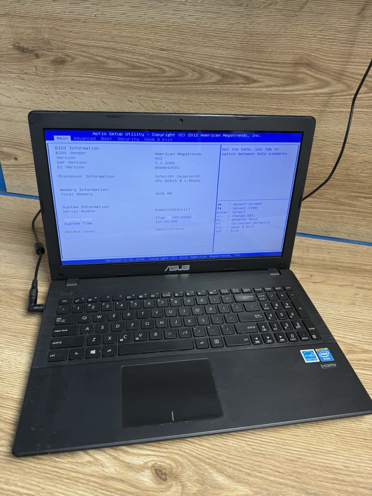 ASUS D550M 15.6″ Intel Celeron N2815 1.86GHz 4GB RAM No Ssd/power Supplier #3