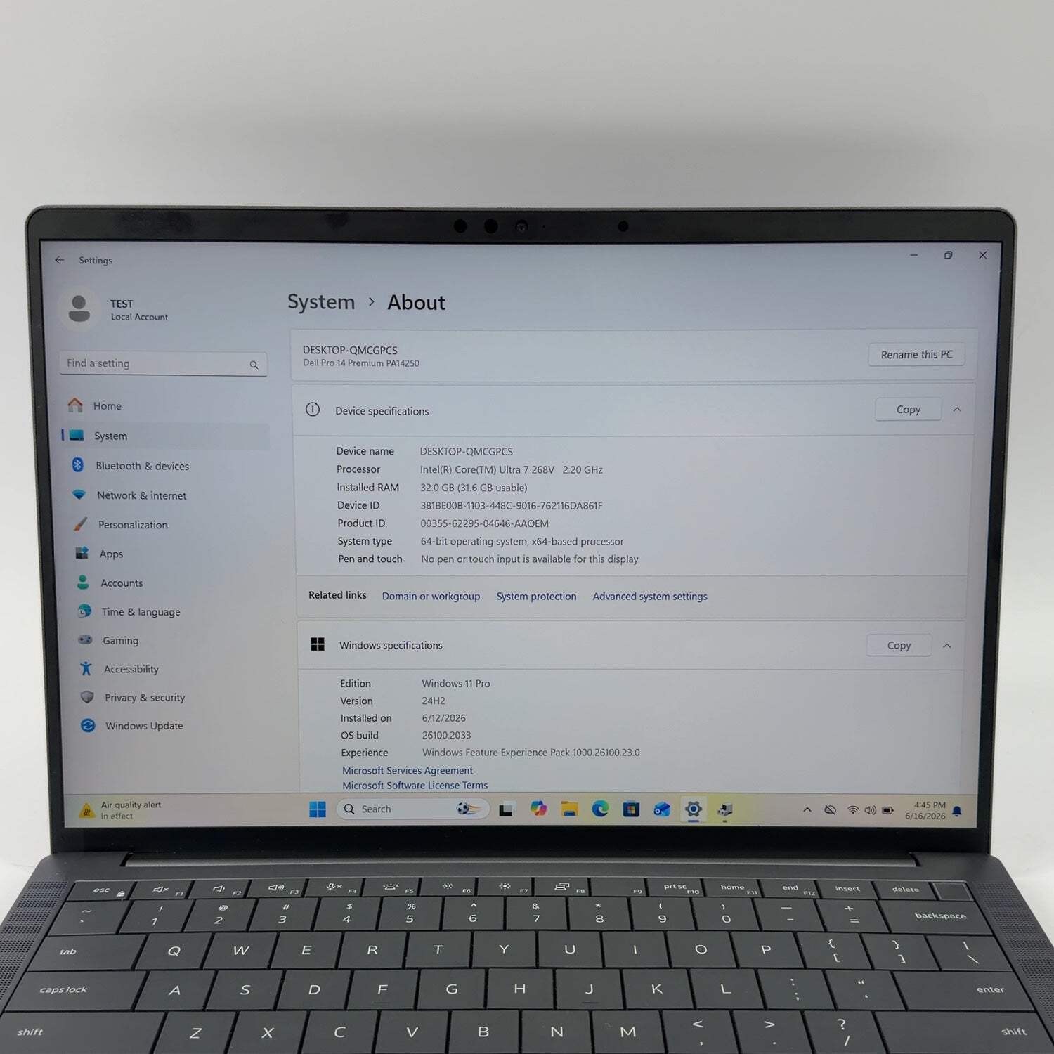 Dell Pro 14 Premium PA14250 14″ Core Ultra 7 268V 2.2GHz 32GB RAM 512GB SSD