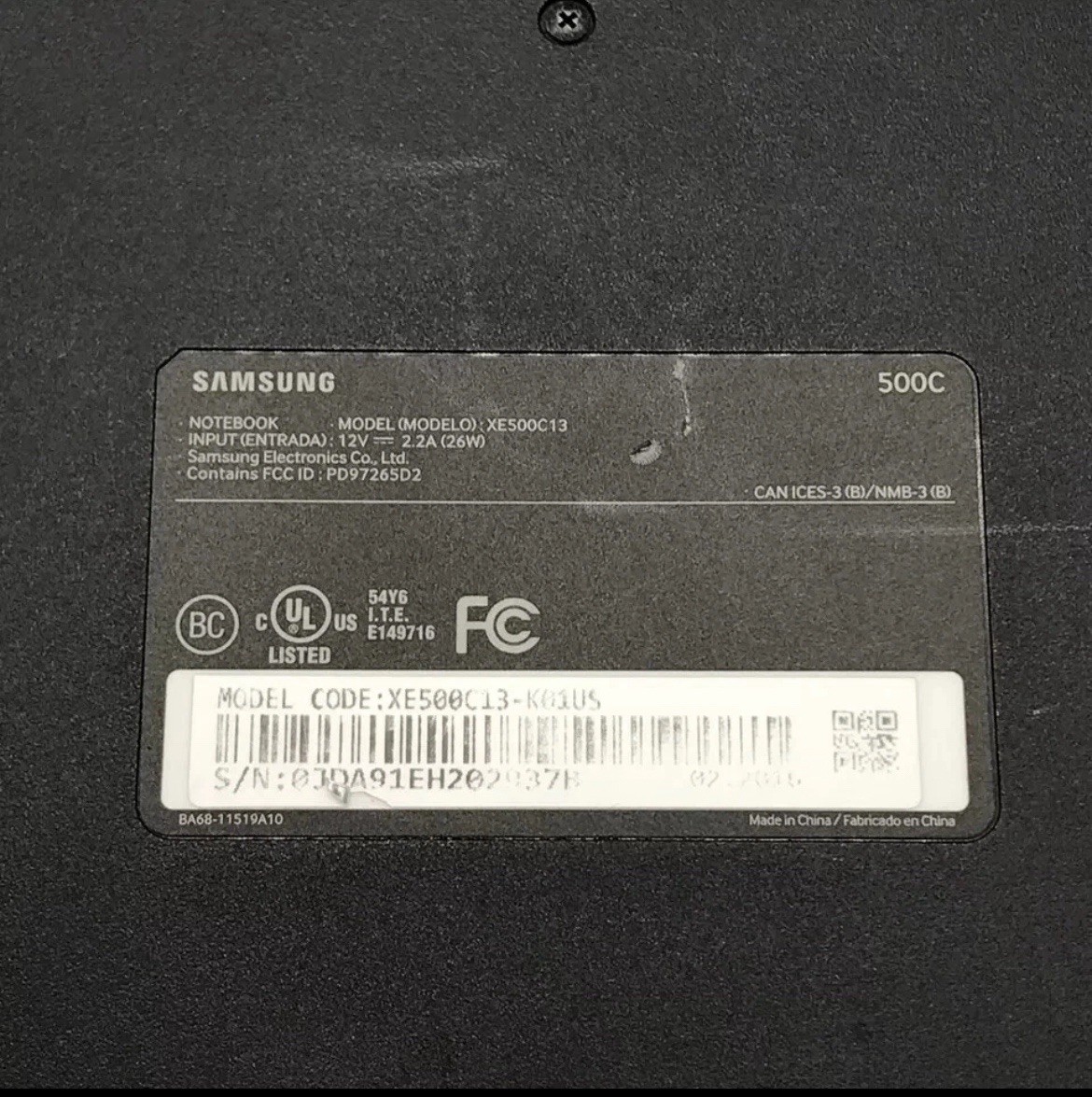Samsung Chromebook 3 XE500C13 11.6 in. 2GB RAM 16GB SSD Intel Celeron N 2.48GHz