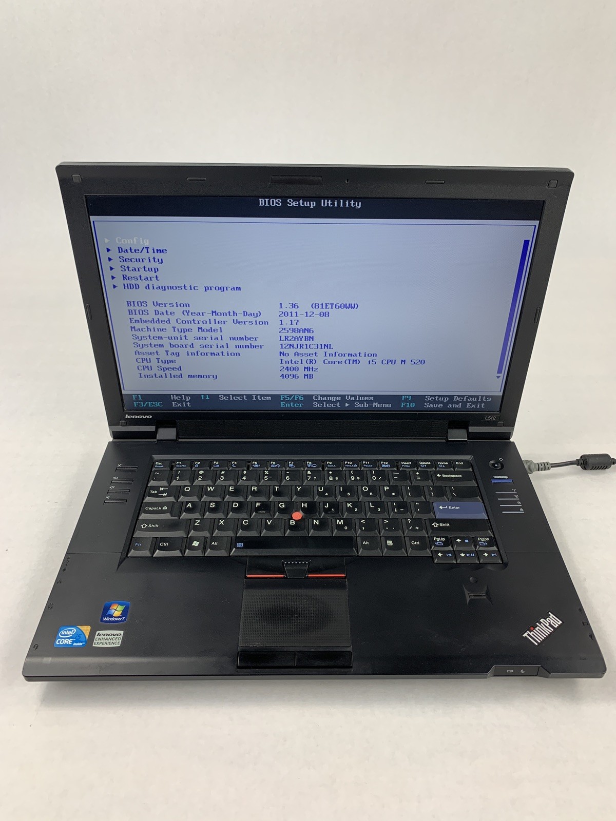 Lenovo ThinkPad L512 15.6″ i5-M520 2.4 GHz 4 GB Ram No OS No HDD No AC No Batt