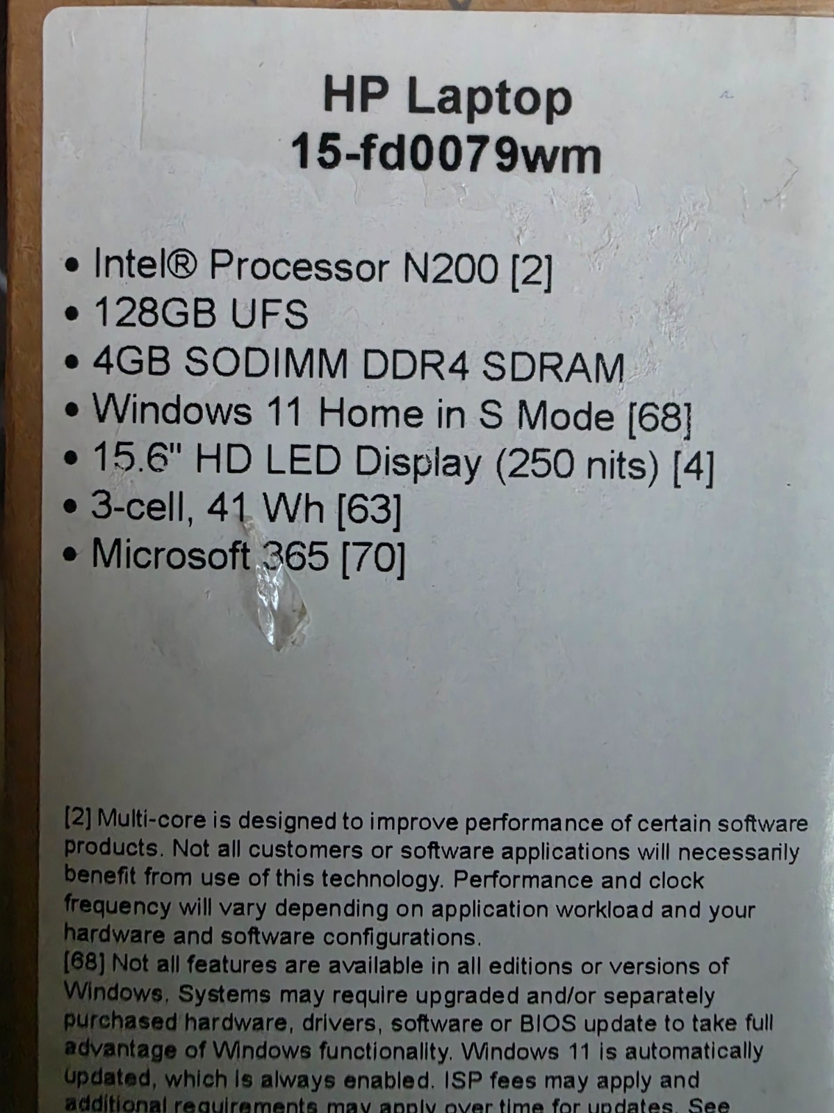 HP 15-FD0079WM 15.6″ Intel N200 4GB RAM 128GB SSD Laptop Black