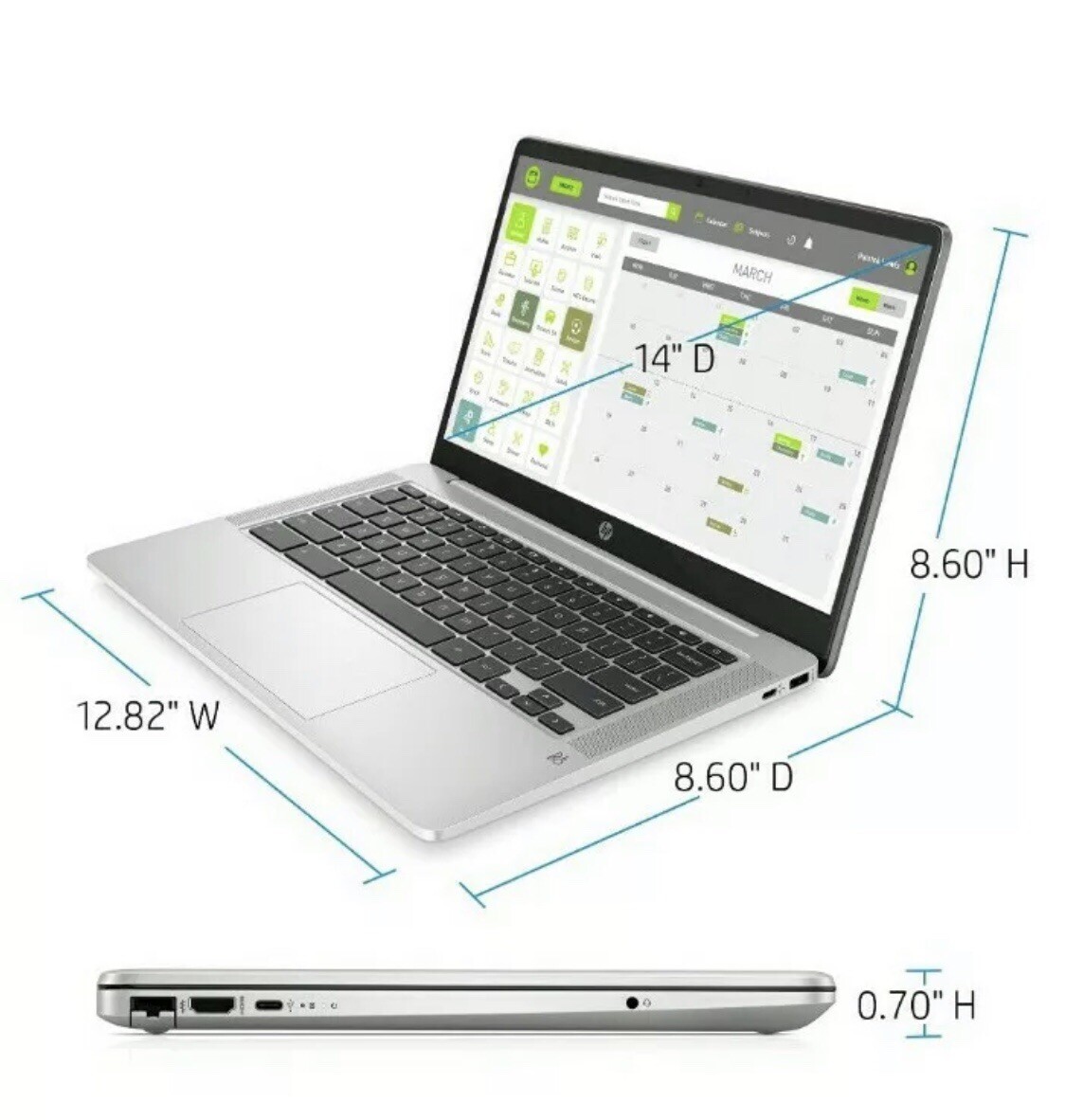 NEW HP Chromebook 14” HD Intel Pentium 2.7GHz 64GB SSD 4GB RAM Webcam+Mic BT