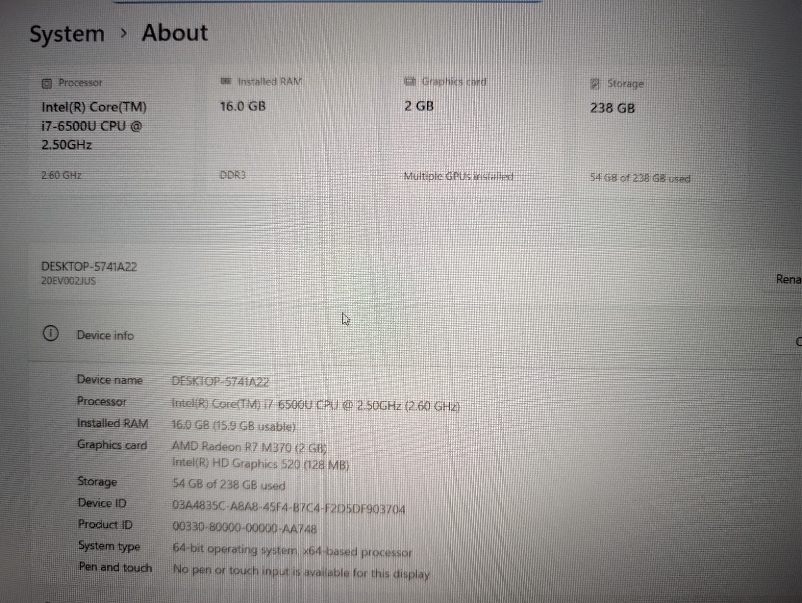 LENOVO THINKPAD E560 | i7-6500U 16GB RAM 256GB SSD | FHD AMD Radeon R7 DVD