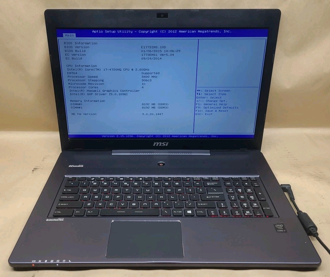 MSI GS70 2QD Gaming Laptop, i7-4720HQ, GTX 965M, 16GB RAM, NO SSD, NO OS *READ
