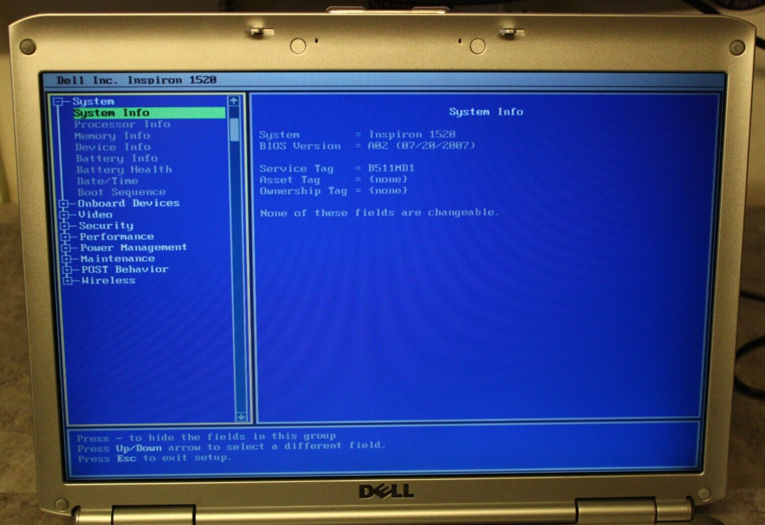 Dell Inspiron 1520 For Parts Booted 160GB HDD Wiped 2GB Ram Core 2 Duo@1.66GHz
