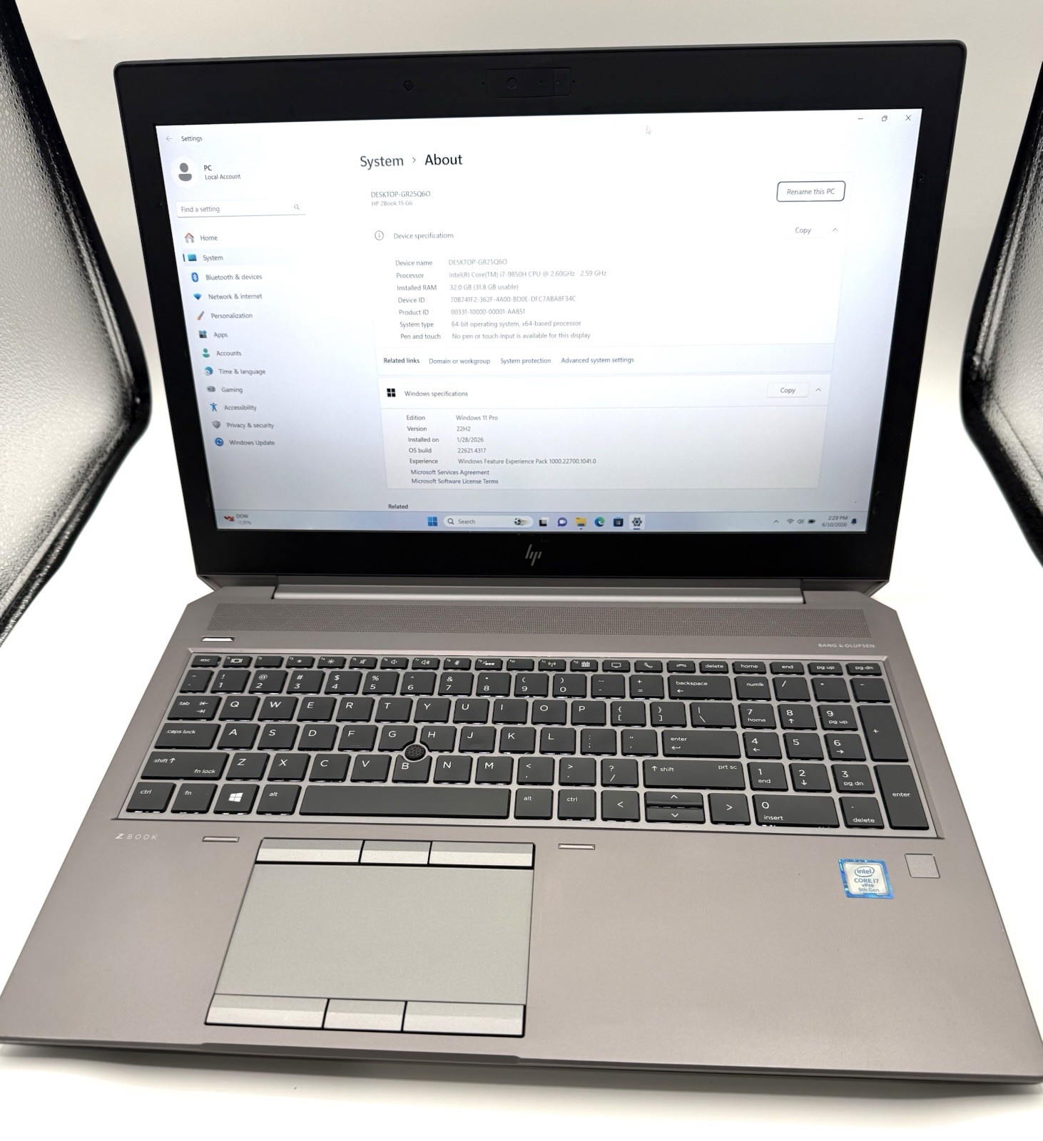 HP ZBook 15 G6 15.6″ Laptop Intel i7-9th Gen 32GB RAM 512GB NVMe Win11