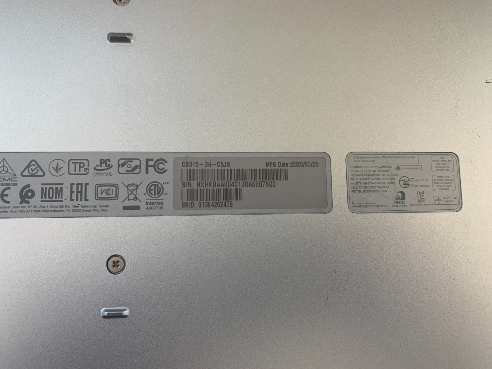 Acer Chromebook CB315-3H-C5JS 15.6″ Intel Celeron N4000 4GB RAM 64GB eMMC