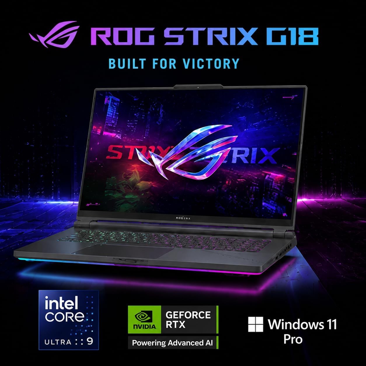 ASUS ROG Strix G18 18″ 2.5K WQXGA Core Ultra 9 275HX 32GB DDR5 2TB SSD W11P