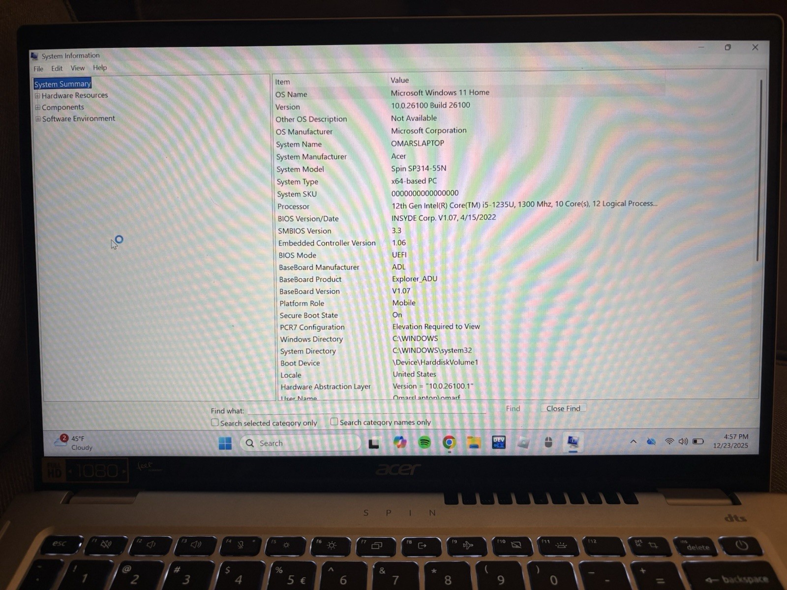 Acer Spin 3 Series SP314-54N 14″ i5-1035G1 1.0GHz 8GB RAM 512GB SSD W11H 2-IN-1