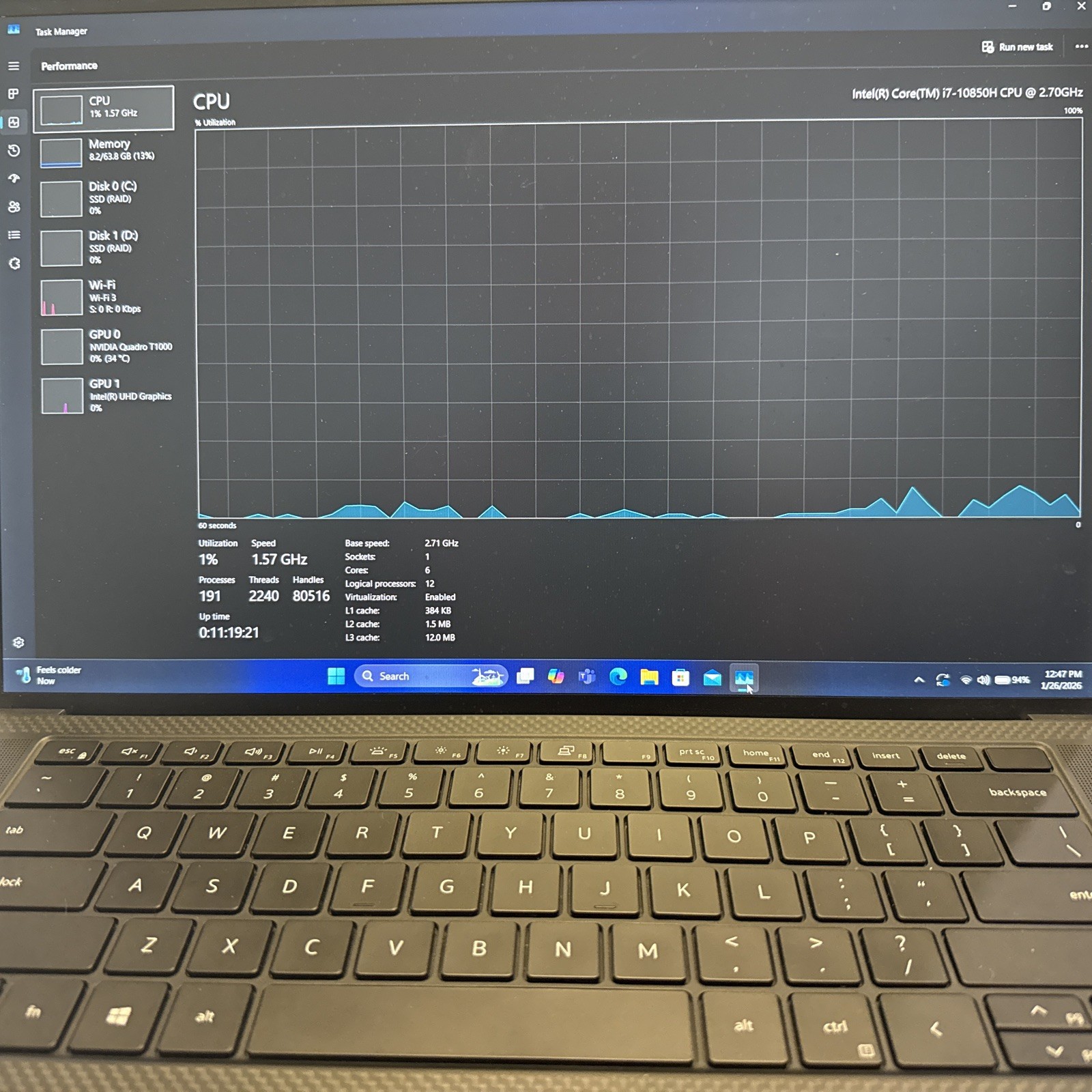 Dell Precision 5550 Laptop Core i7-10th Gen 64Gb Ram 1 TB NVMe Quadro T1000