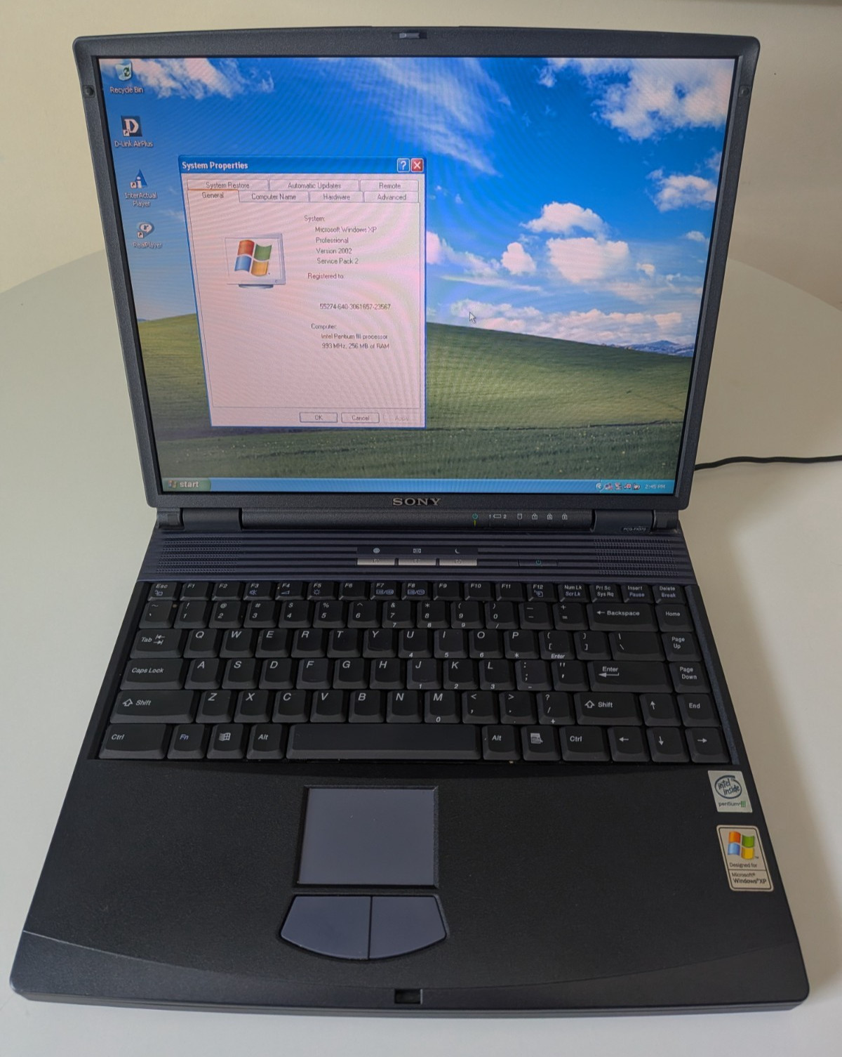 Sony VAIO PCG-FX370 Laptop, 256MB RAM, 20GB HD, Sony Power Supply, PC Card Wifi
