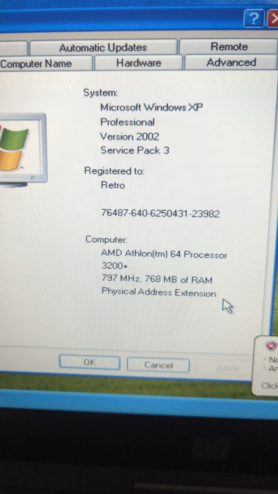 HP Pavilion ZV5000 Amd Athlon 64 768MB Bad Bat 64gb Ssd