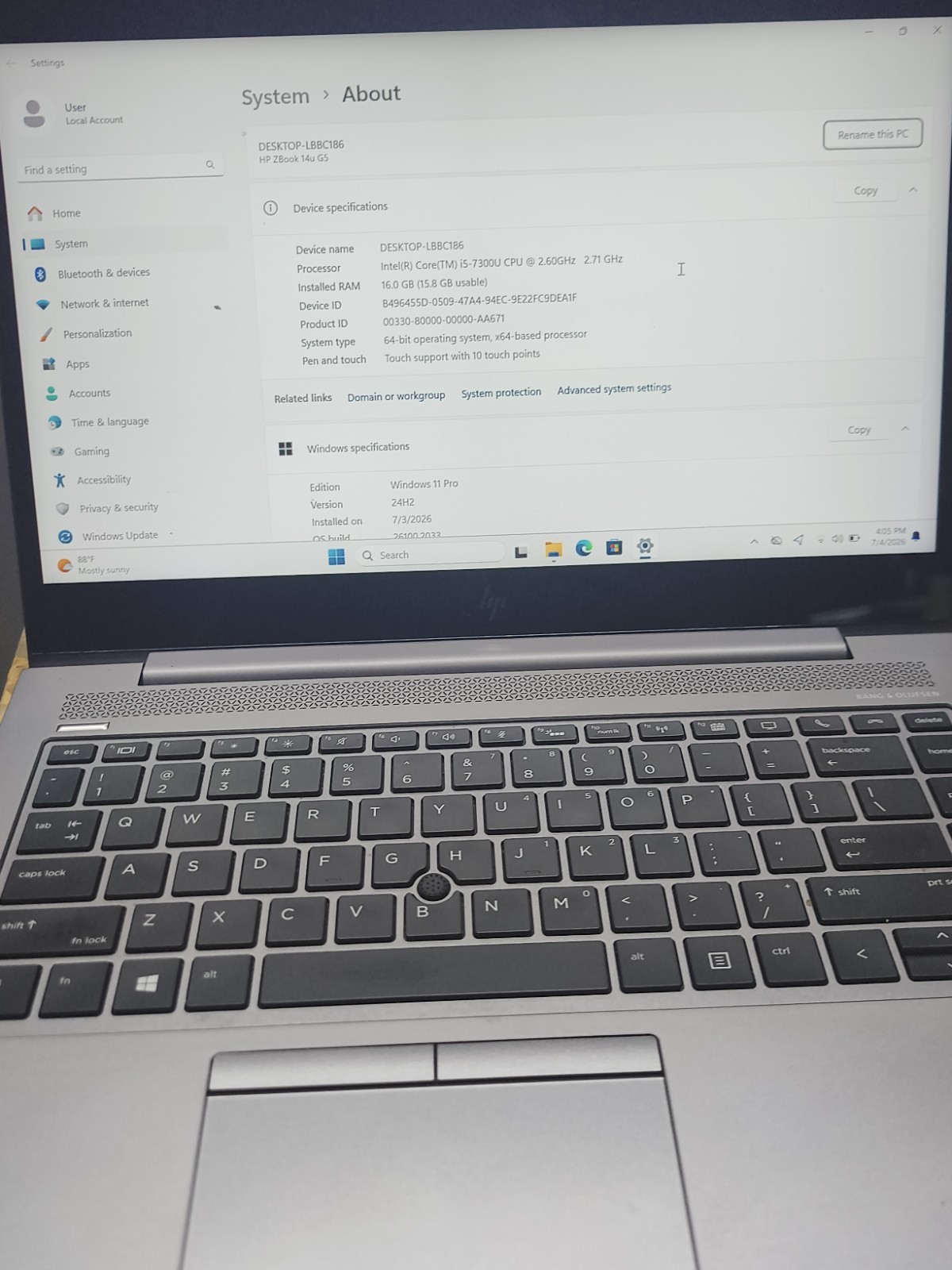 *HP ZBook 14u G5 | i5-7300U | 16GB | 256 GB SSD | Win11 Pro, touchscreen