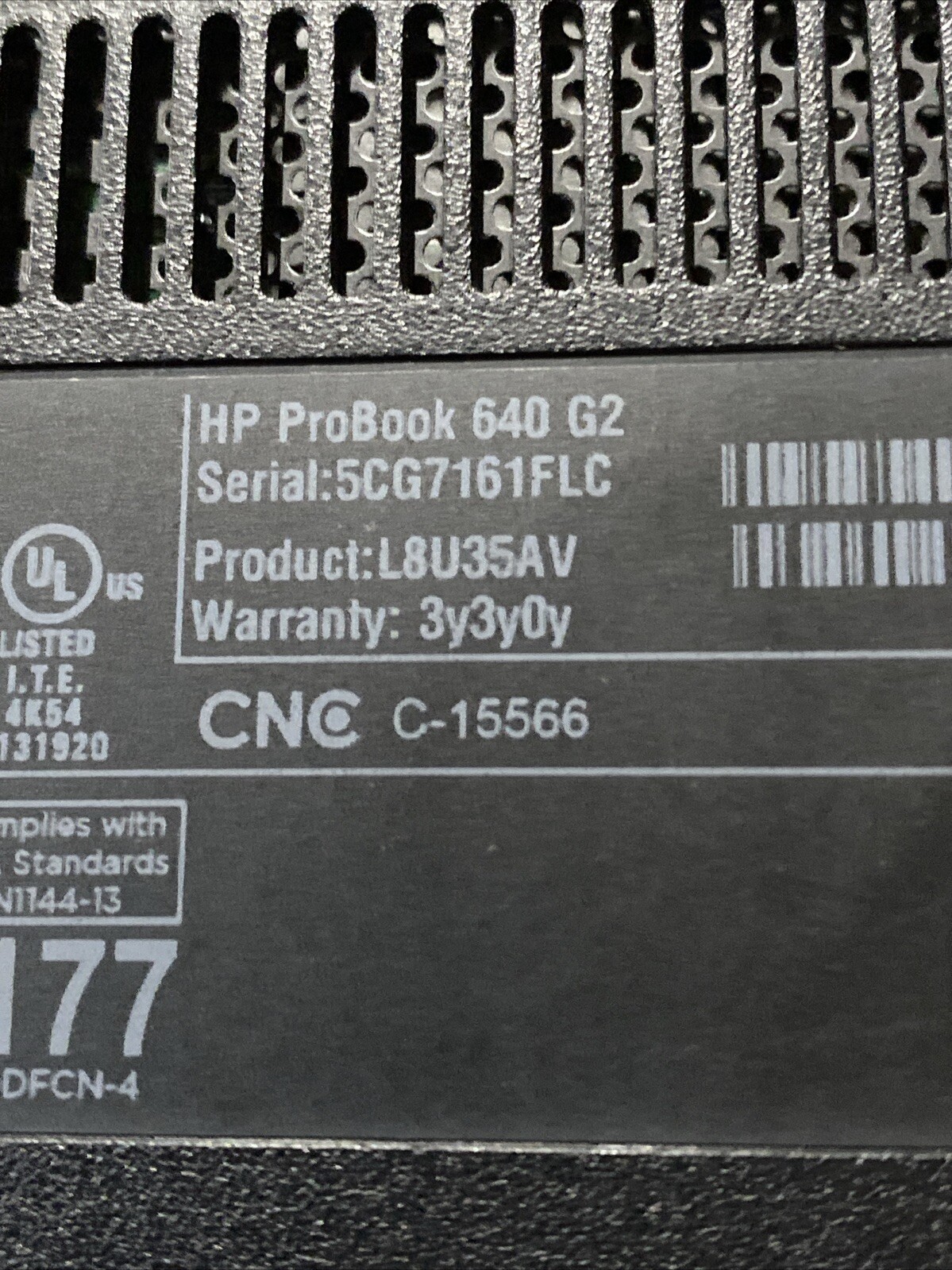 HP PROBOOK 640 G2 INTEL CORE i7-6600U 2.60GHZ 8GB RAM NO HD PARTS BIOS L0CKED