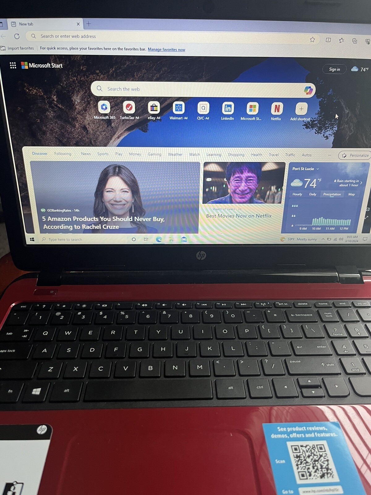 HP 15-FD0083WM 15″ 128GB SSD Intel Pentium N200 1.1GHz 4GB RAM) Laptop – Red