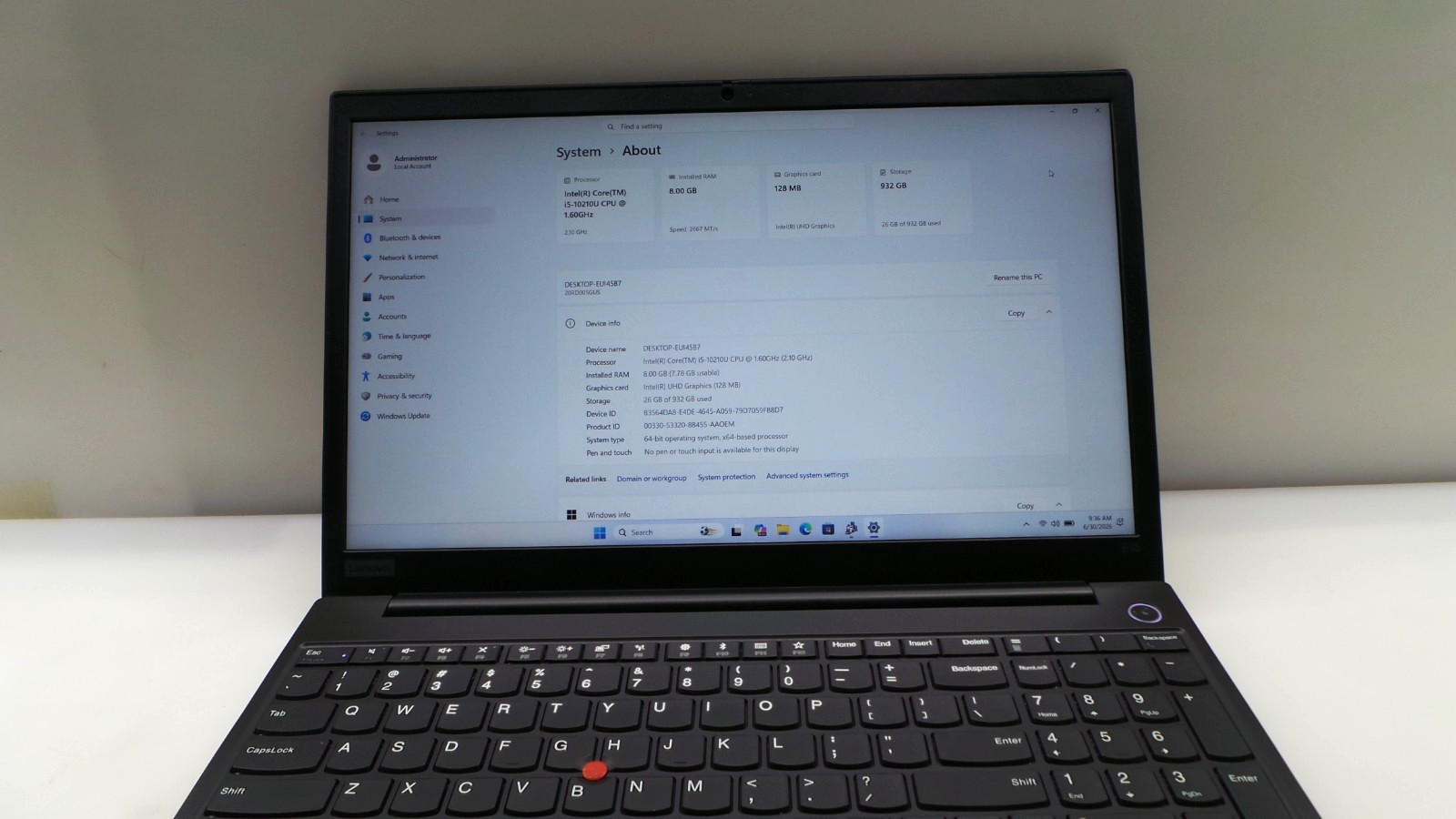 Lenovo ThinkPad E15 | 15.6” | i5-10210U 1.60GHz | 8GB RAM 1TB HDD | WIN 11 PRO