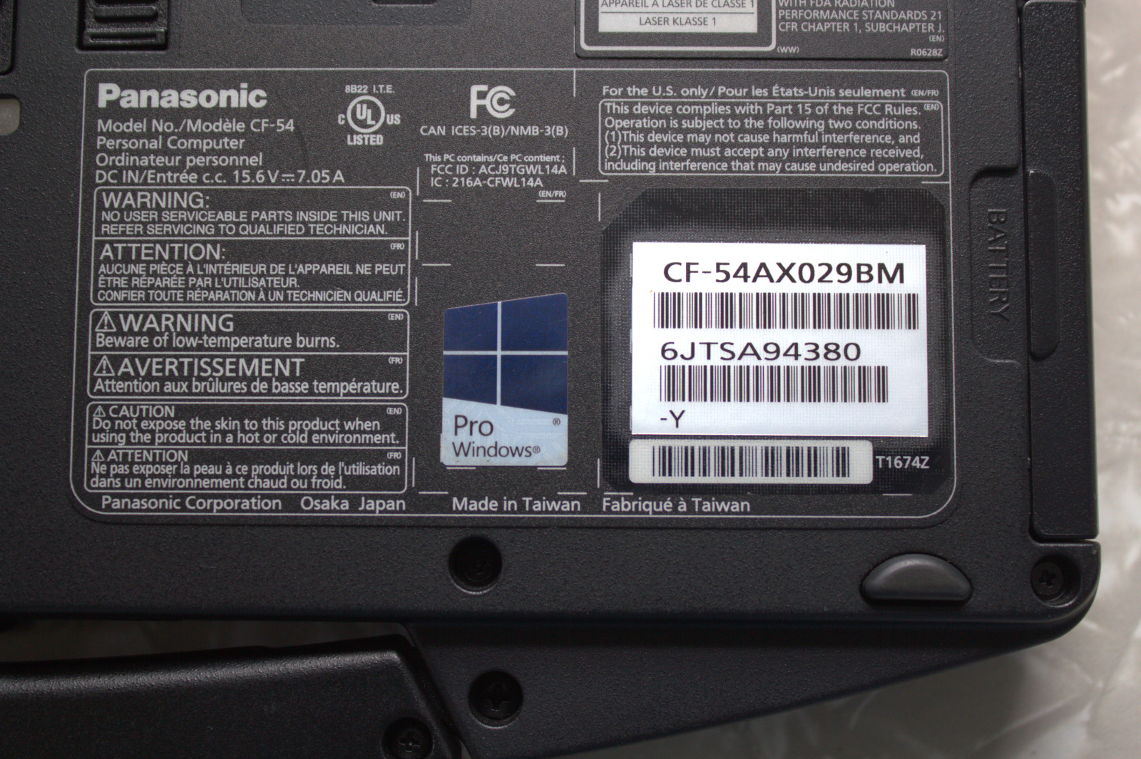 Panasonic Toughbook CF-54 i7-5600U 512GB SSD 16GB RAM DVD SmartCard AC Win11