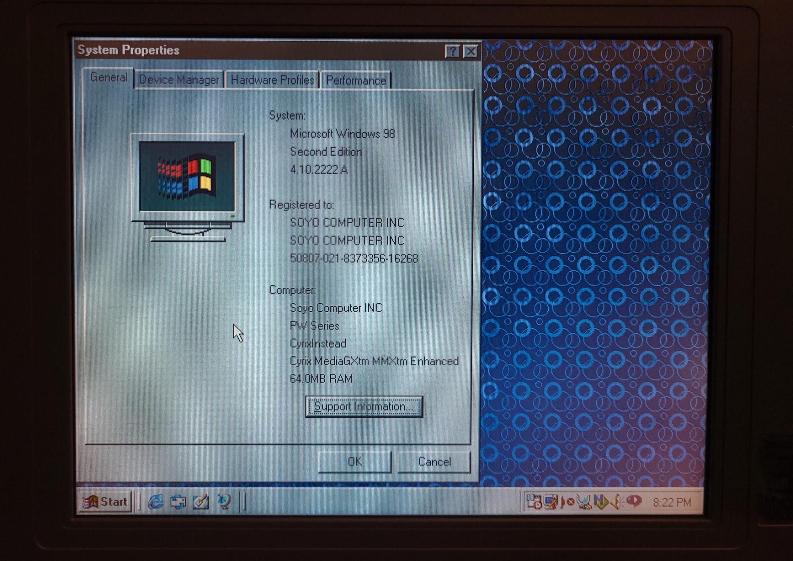 RARE Vintage Soyo PW-9800 (Cyrix MediaGX @233 MHz, 64 MB RAM, Win98SE)
