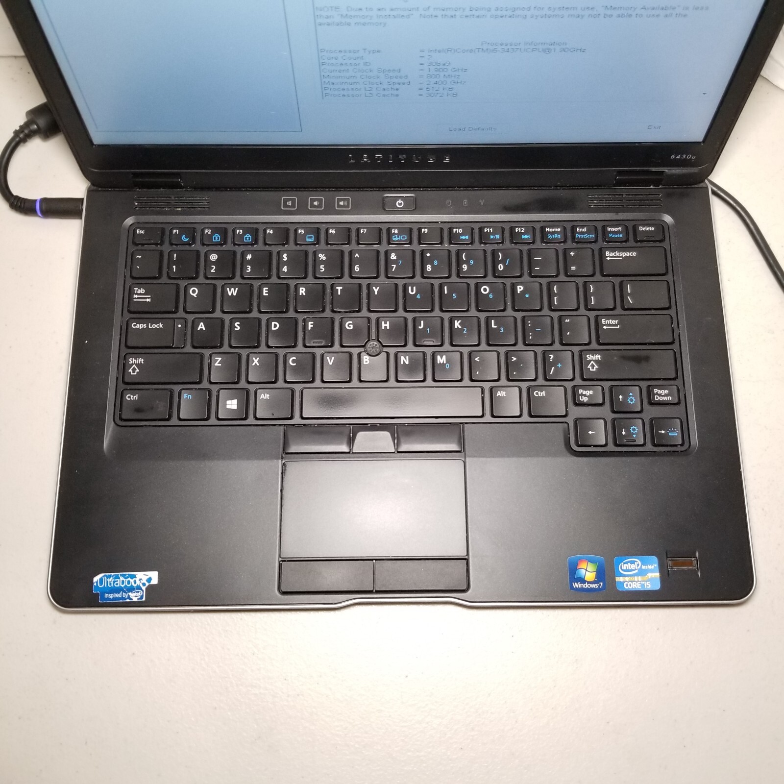 Dell Latitude 6430U i5-3437U 4GB RAM NO HDD/OS/BATTERY! Boots to Bios #69