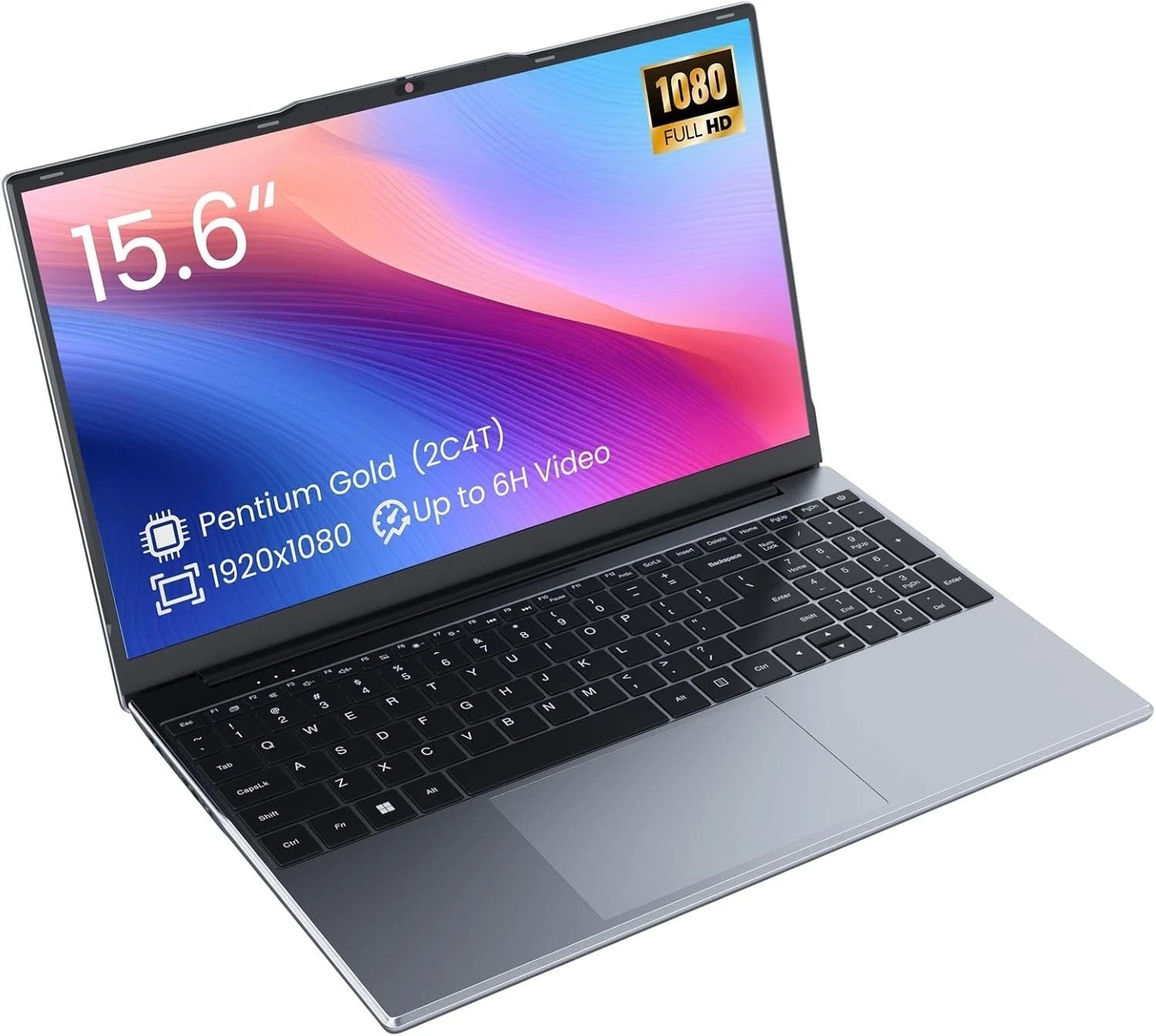 Portable 15.6″ FHD Laptop, 4GB RAM, 128GB SSD, Long Battery Life, Windows 11