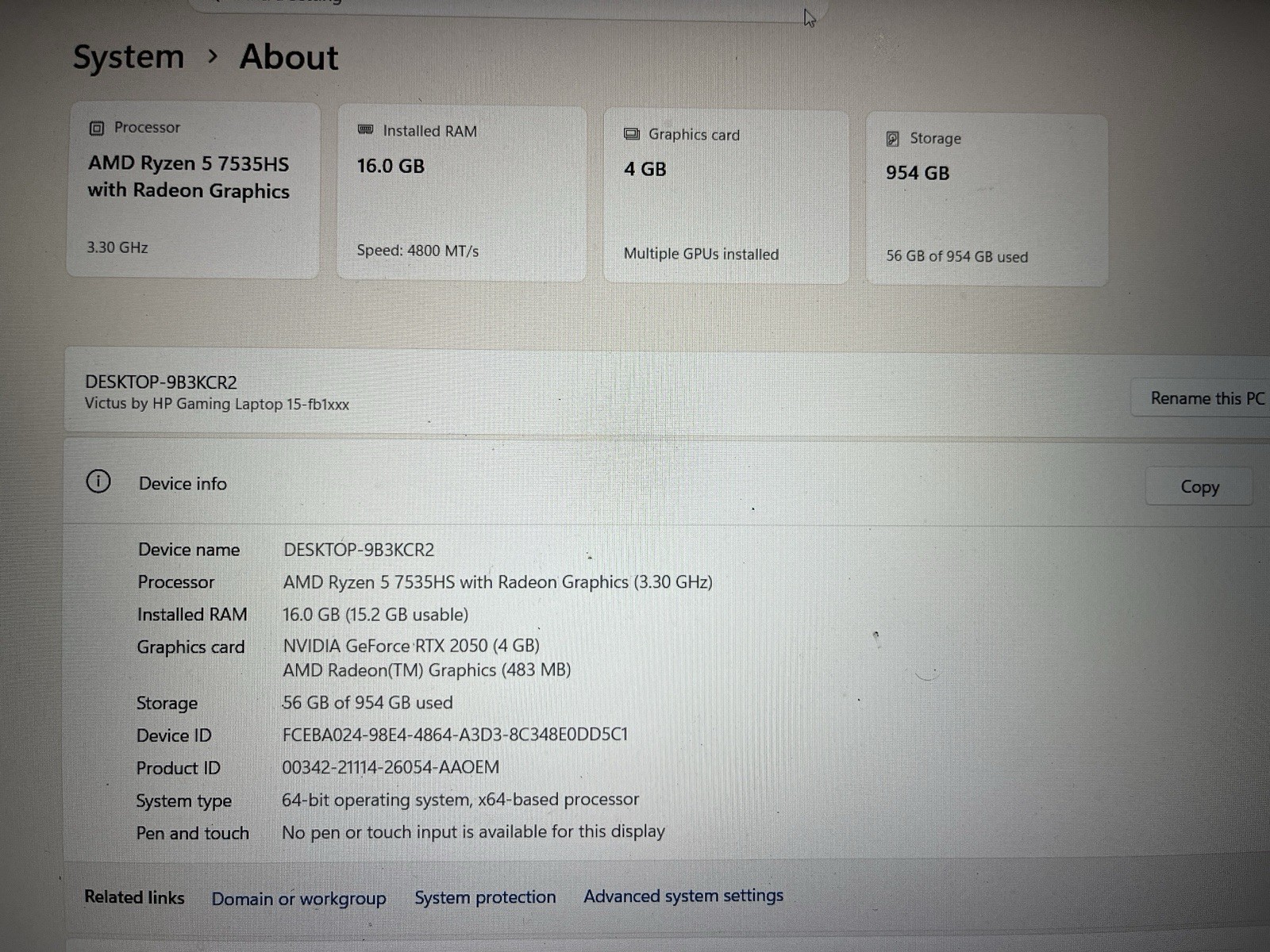 HP Victus 15.6″ (1T SSD, AMD Ryzen 5 7000 Series, 4.55 GHz, 16G) Gaming…