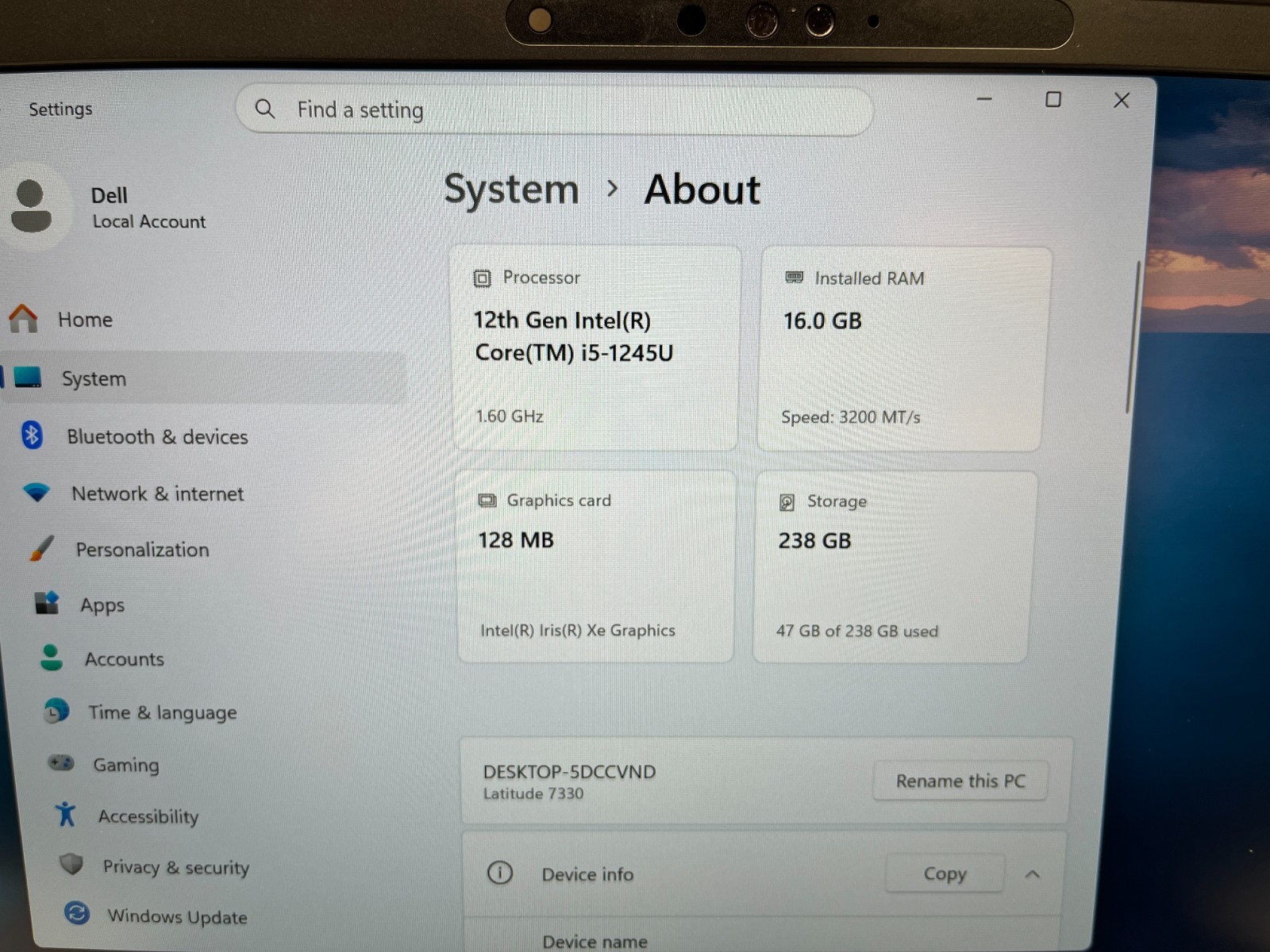 Dell Latitude 7330 13.3″ 10-Core i5-1245U 16GB 256G NVMe, Win11 Pro Touch Scren
