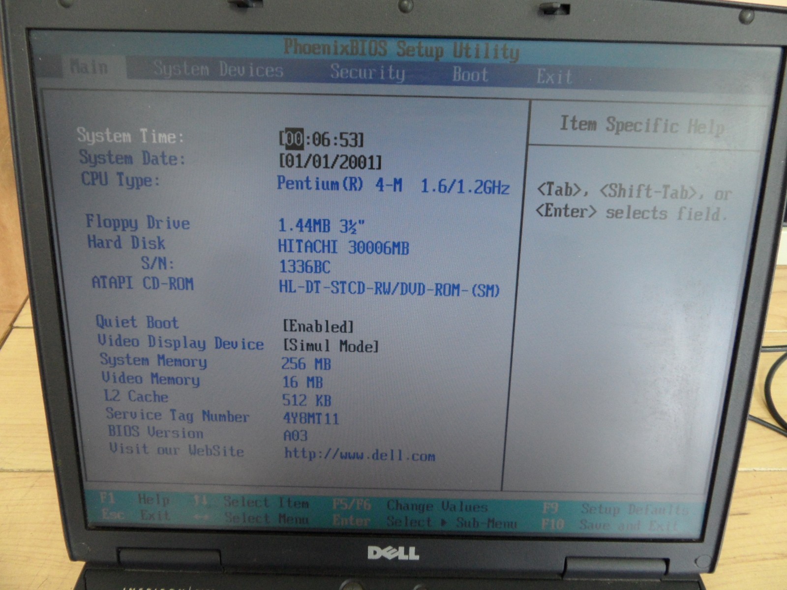 Dell Inspiron 2650 Laptop 4 Parts Posted Bios No Hard Drive *