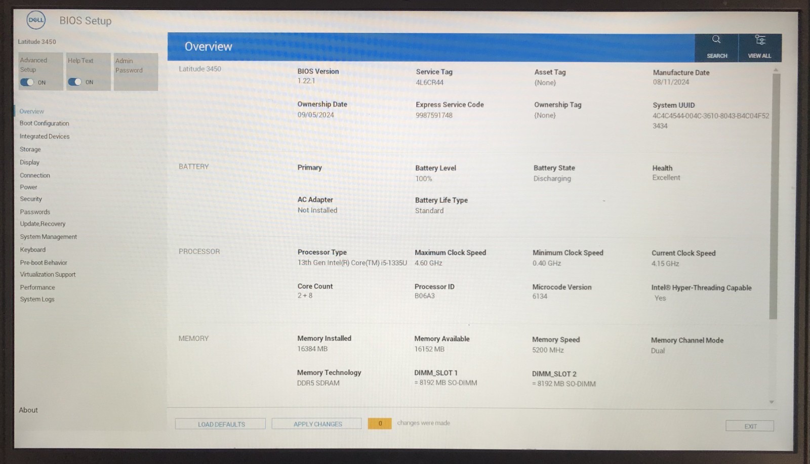 Dell Latitude 3450 14″ Laptop i5-1335U 16GB RAM 256GB NVMe, As Is