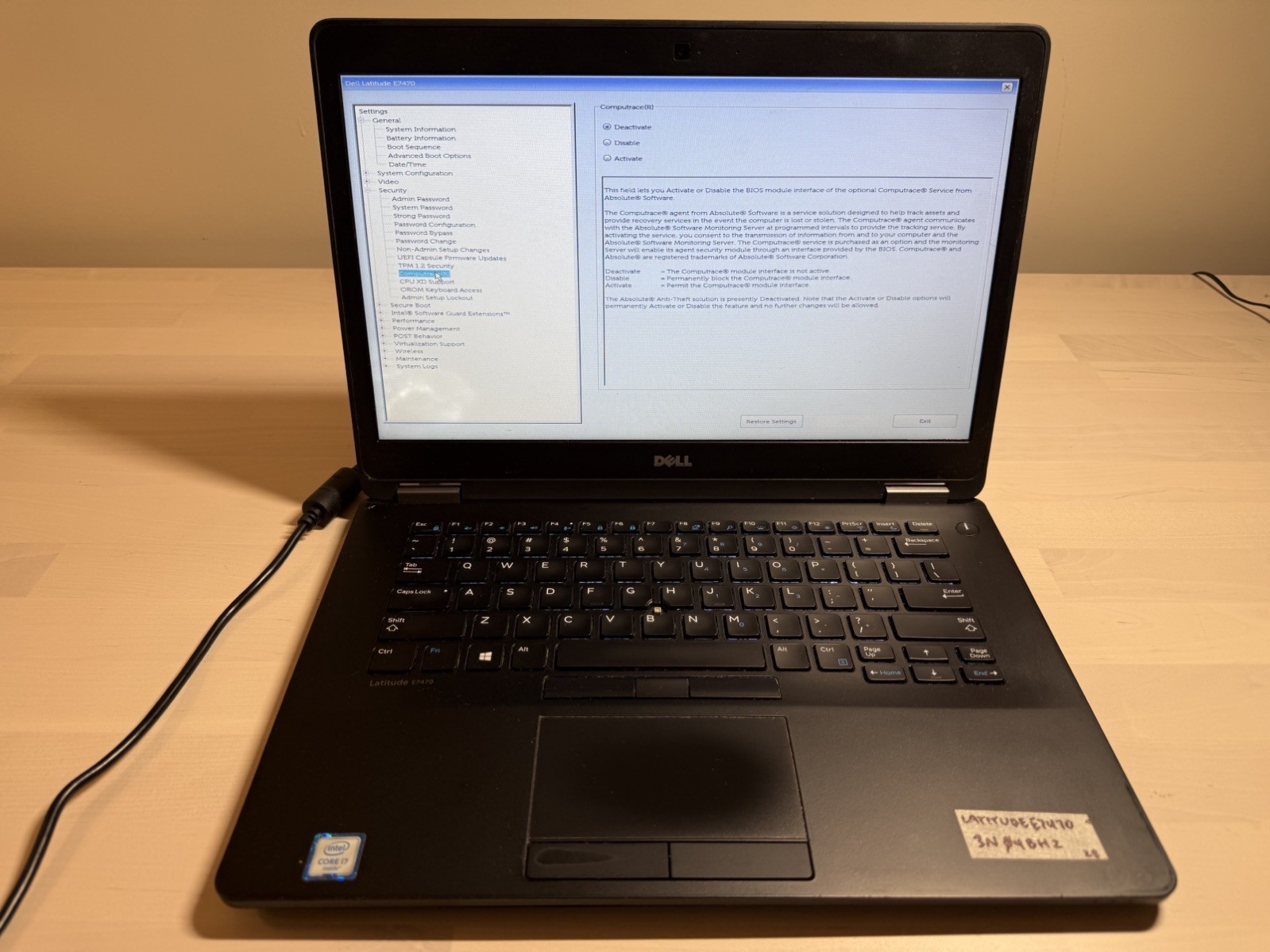 Dell Latitude E7470 Laptop Intel Core i7 6th Gen No HD/OS/AC Adapter