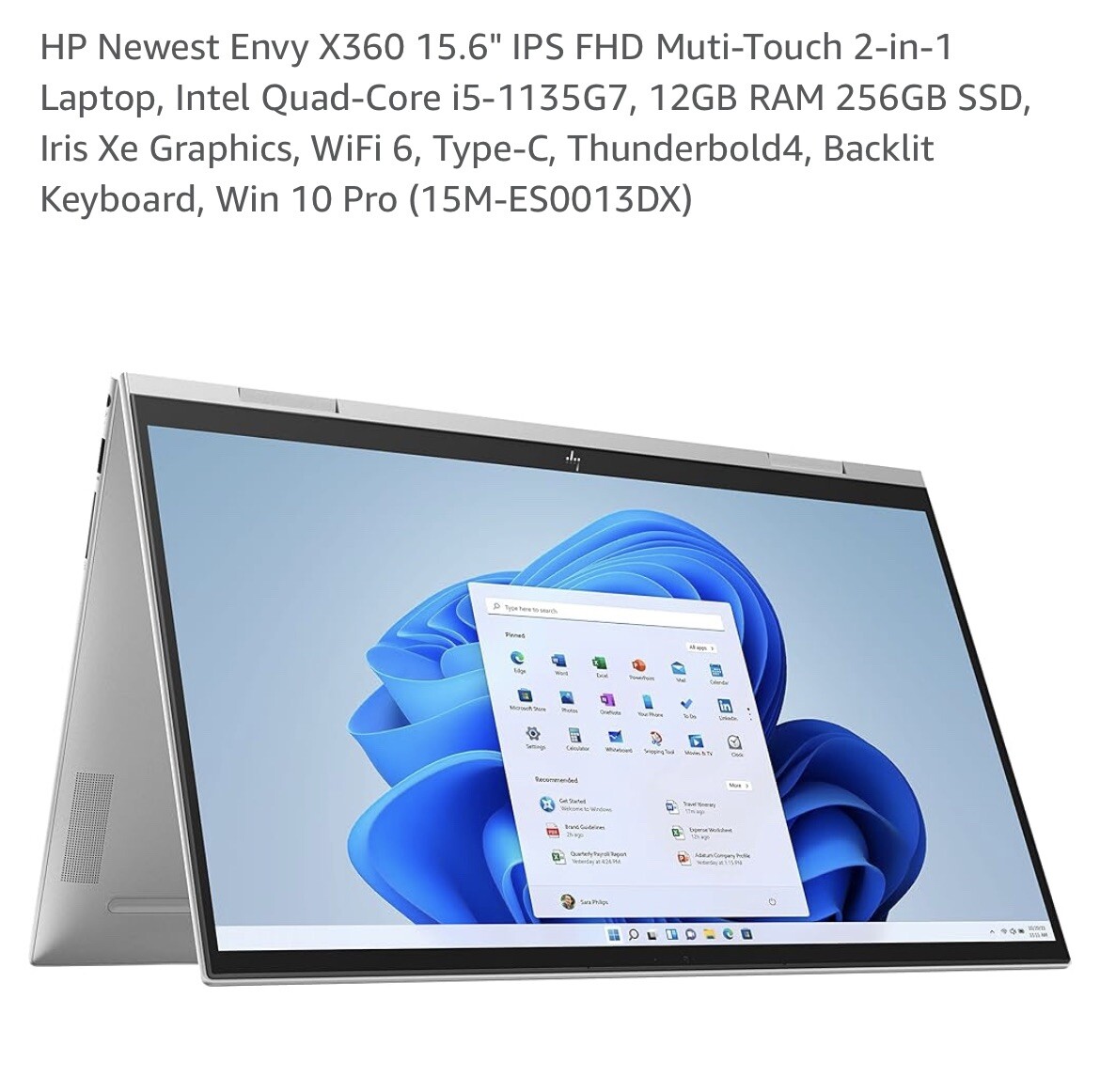 HP Envy 2022 x360 15.6” IPS Multi Touch 2- In 1 Laptop Intel Core i7 Processor