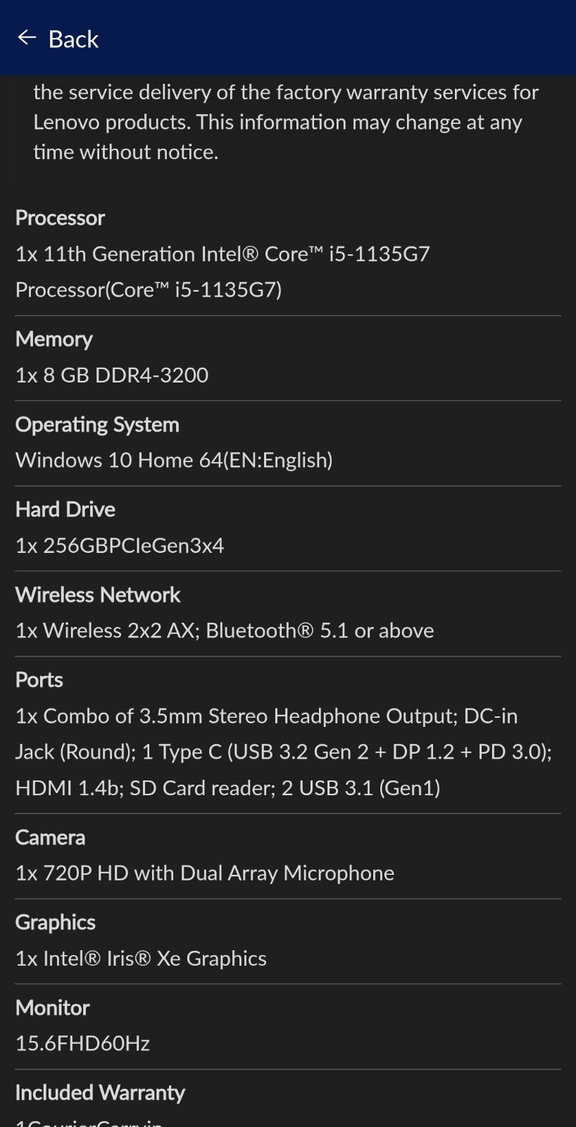 Lenovo IdeaPad 5 i5-11gen 4GB RAM