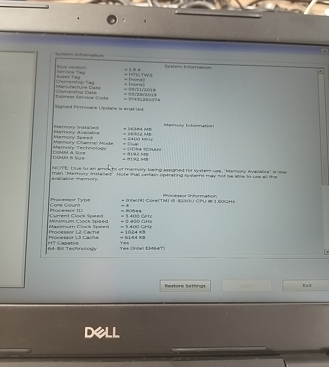 Dell Latitude 3490 14″ W/ INTEL i5-8250U 1.60GHz – 16GB RAM, 256GB. *READ⬇️*