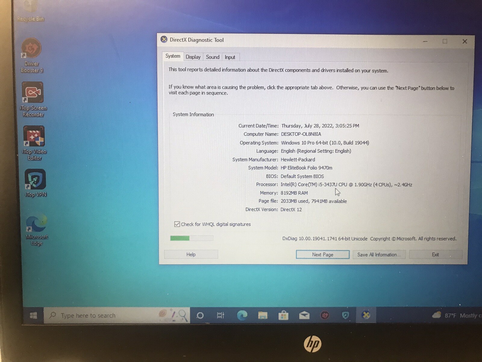HP elitebook 9470m (256gb Ssd Intel Core i5 3rd Gen., 1.8GHz, 8GB)