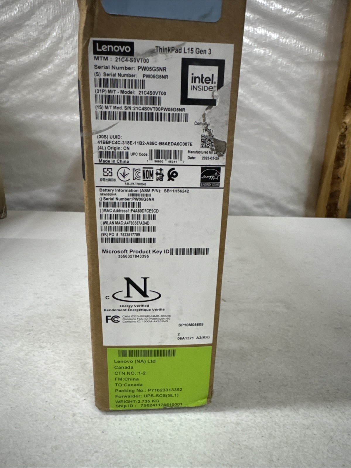 Lenovo THINKPAD L15 GEN 3 15.6″ i5-1235U 16GB RAM 256 SSD (2028 Warranty!) NEW