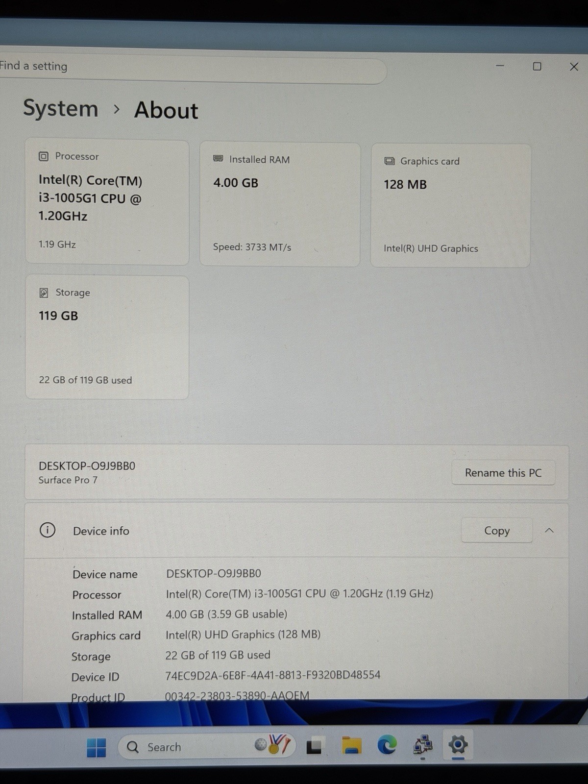 Microsoft Surface Pro 7 1866 13″ i3-1005G1 1.2GHz 4GB RAM 128GB SSD | READ