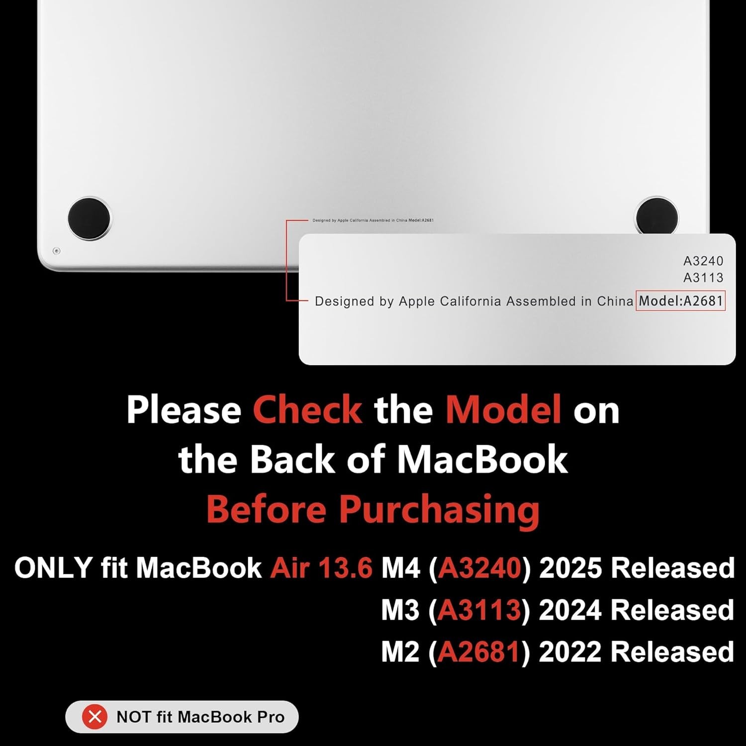 Case for MacBook Air 13.6 inch Case 2025 2024 2022, Hard Shell with Keyboard Cov