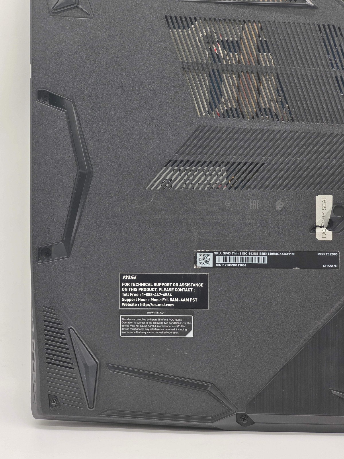 MSI GF63 Thin 15.6″ Gaming Laptop i5-11400H 8GB 256GB SSD GTX 1650