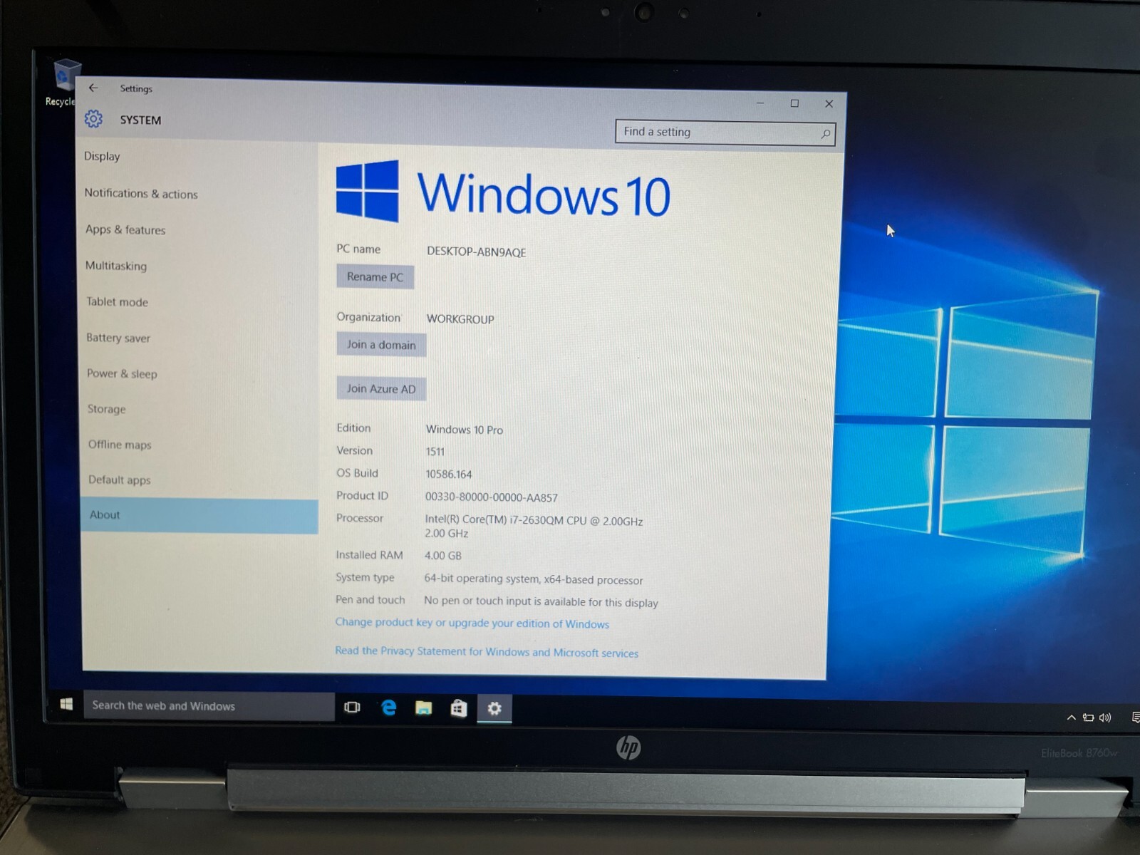 HP EliteBook 8760w|Intel Core i7@2.00GHz|4GB RAM|500GB HDD|Window10 Prof|Webcam
