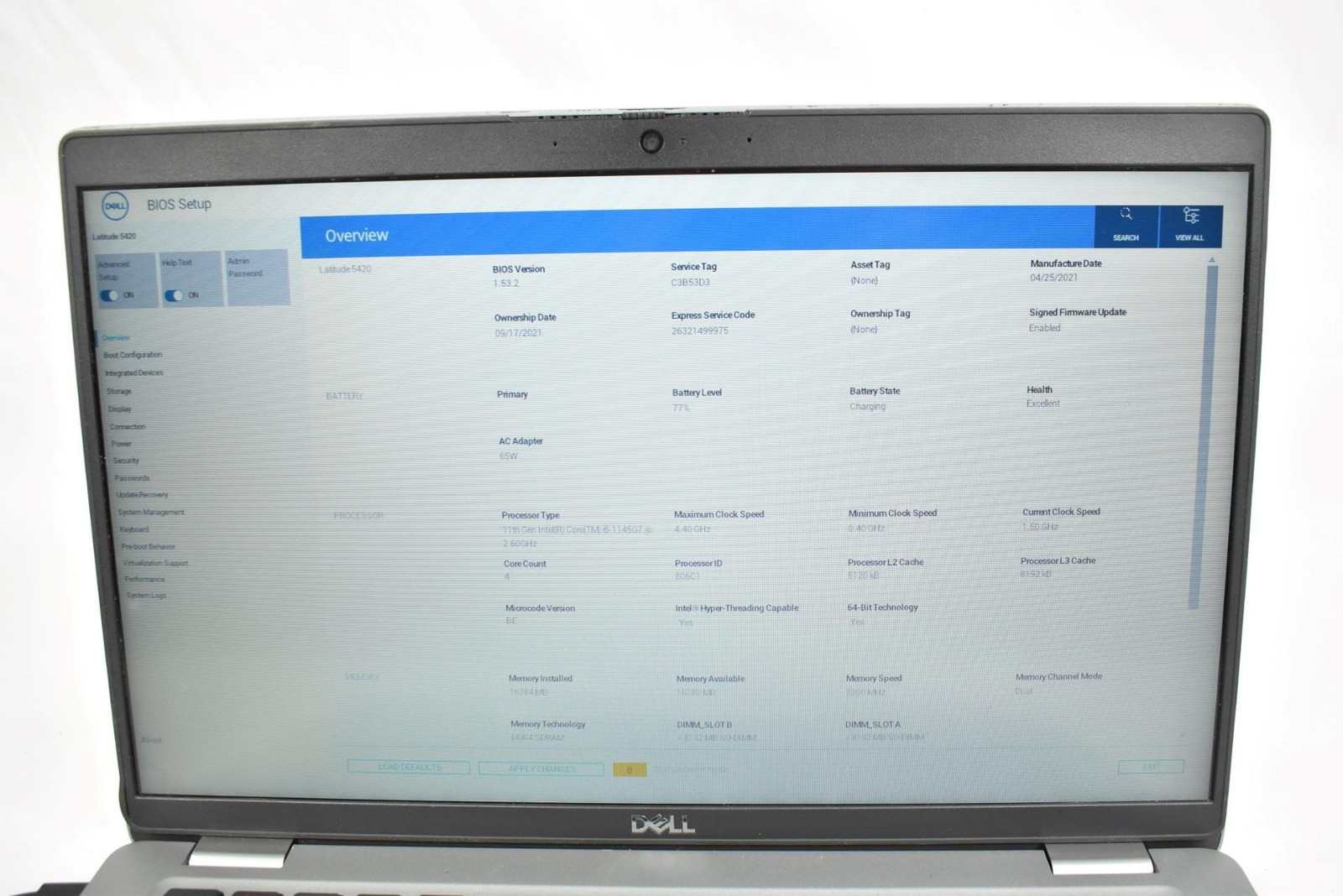 Dell Latitude 5420 i5-1145G7 2.6GHz 16GB 256GB SSD 14″ No OS *See Issues*