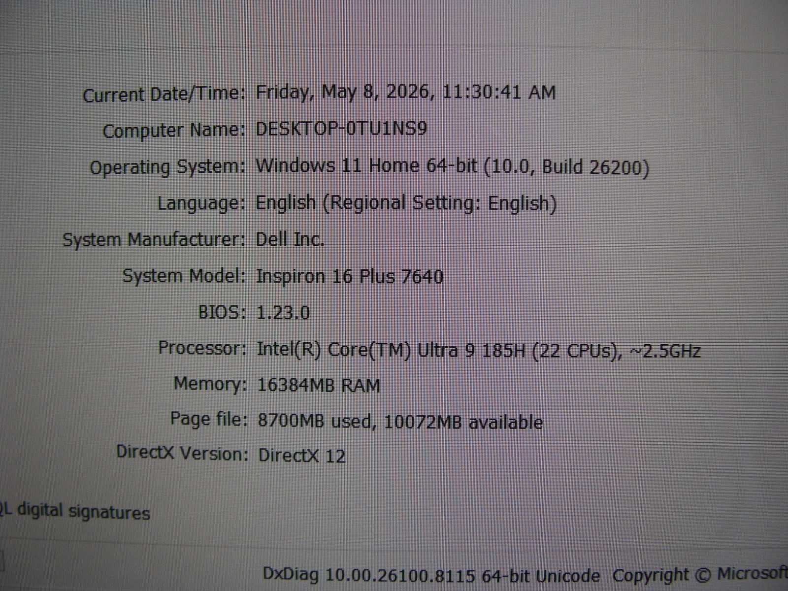 Dell Inspiron 16 Plus 7640 16″FHD+TOUCH Ultra 9 185H max 5,1 GHz 16GB 512GB W11H