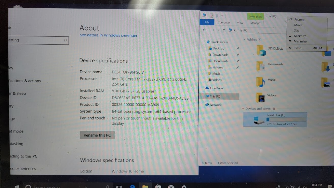 Dell XPS 13 Core i7-3537U@2.50 GHz 8GB L322X DAD13BMBCC1 0YWRXG