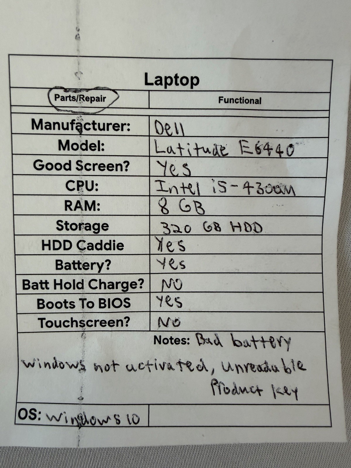Dell Latitude E6440 Laptop – Good Screen – Intel i5-4300M – RAM 8GB – Read Des