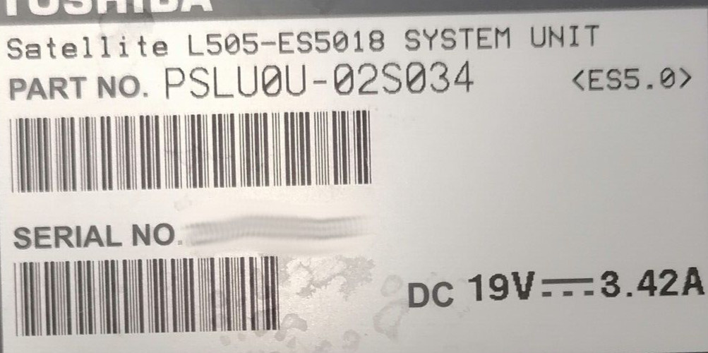 FOR PARTS 15.6″ Toshiba Satellite L505-ES5018 (Pentium T4400/3GB RAM/NO HDD)