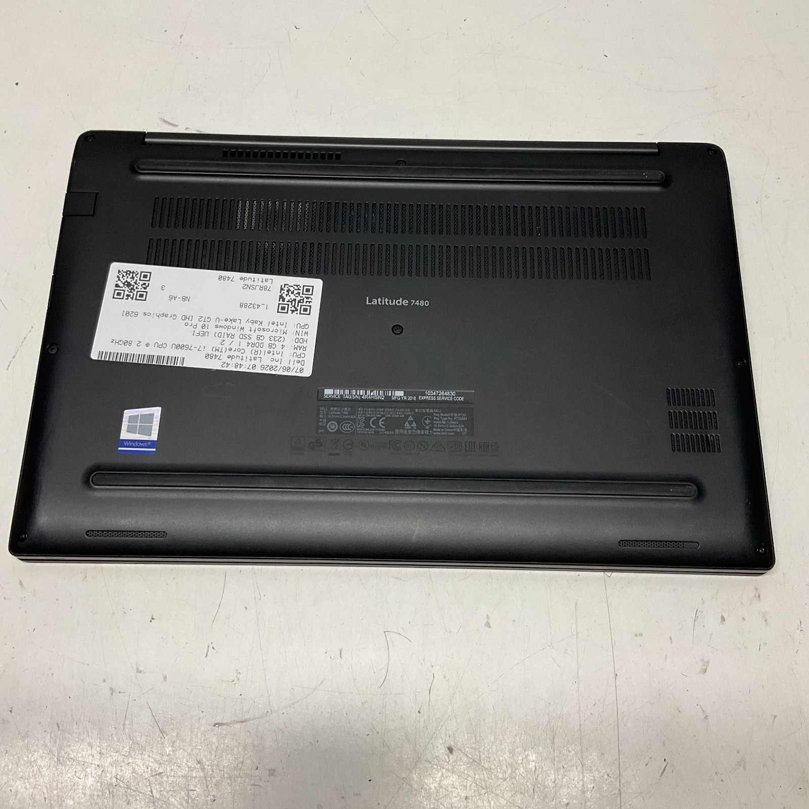 Dell Latitude 7480 Laptop Intel Core i7-7600U @ 2.80 GHz 4GB 256GB SSD NO BATT